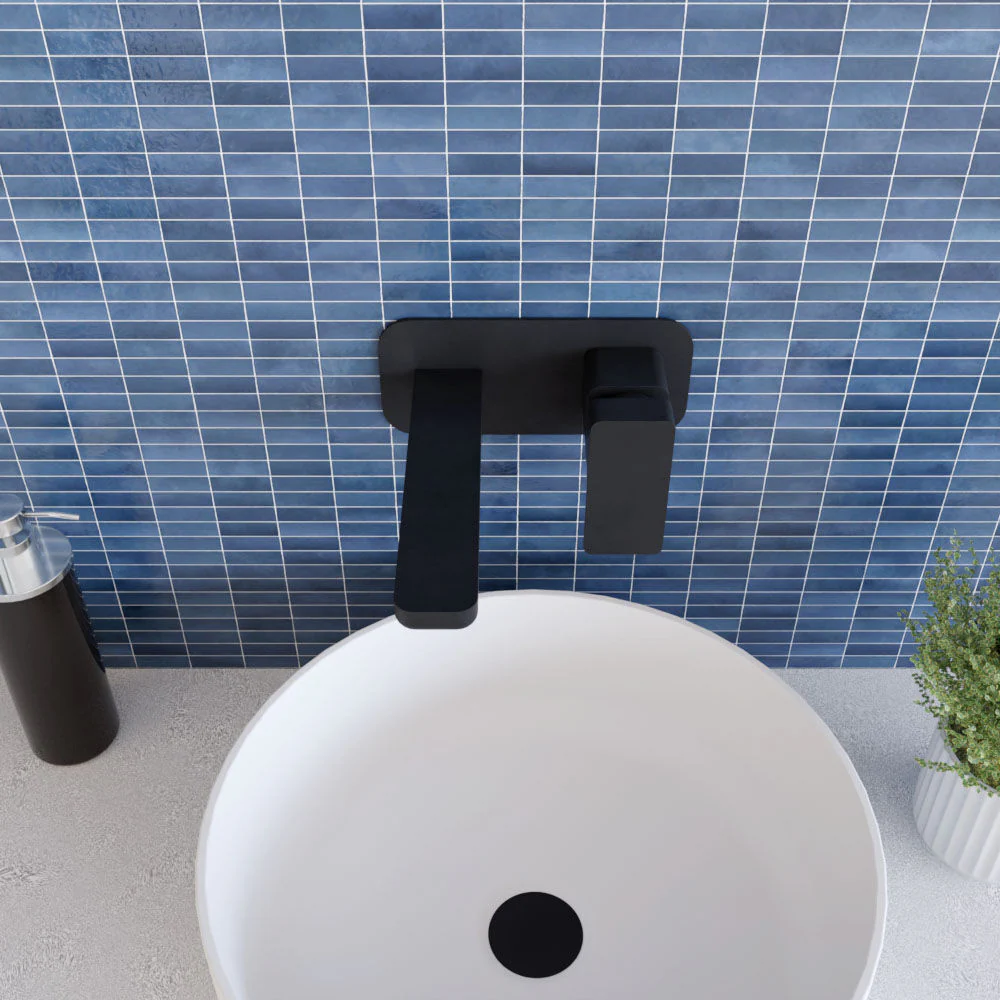 Swinscoe Contemporary Square Wall Mounted 2 Tap Hole Basin Mixer Tap - Choice of Finish - Image 13