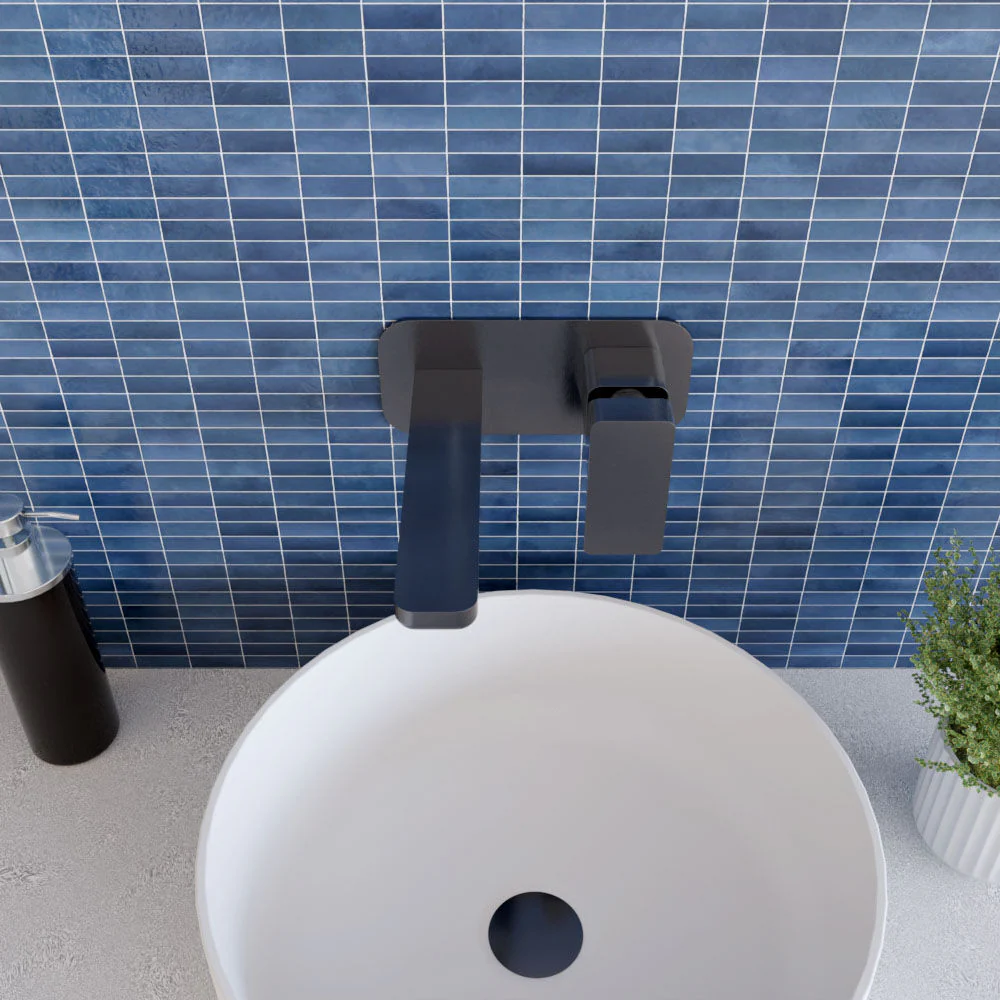 Swinscoe Contemporary Square Wall Mounted 2 Tap Hole Basin Mixer Tap - Choice of Finish - Image 16
