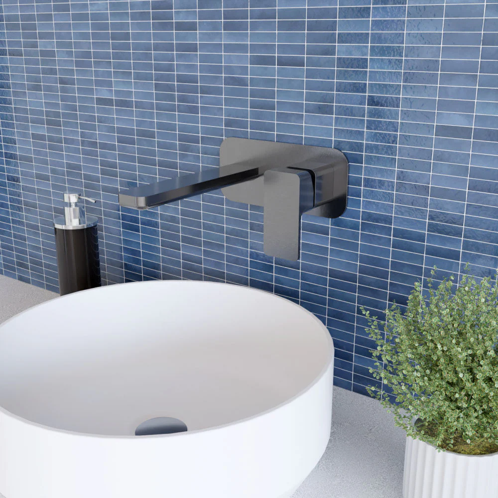 Swinscoe Contemporary Square Wall Mounted 2 Tap Hole Basin Mixer Tap - Choice of Finish - Image 17