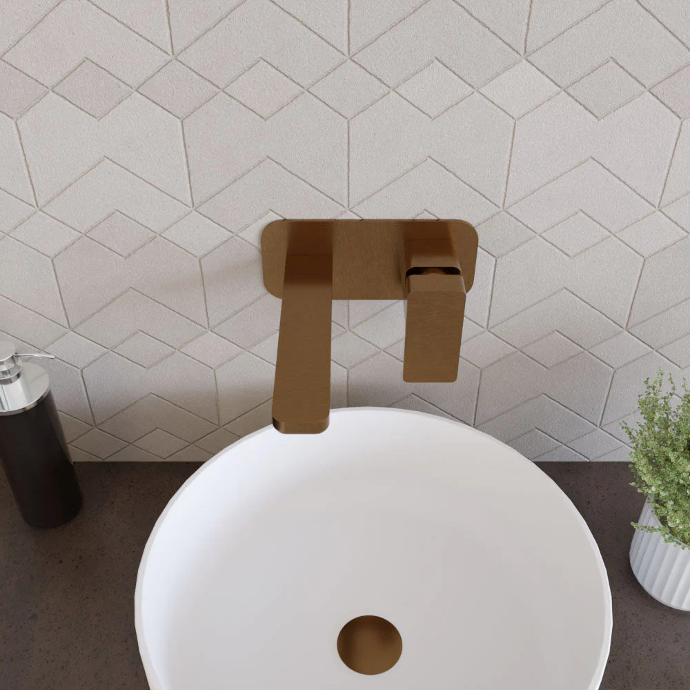 Swinscoe Contemporary Square Wall Mounted 2 Tap Hole Basin Mixer Tap - Choice of Finish - Image 7