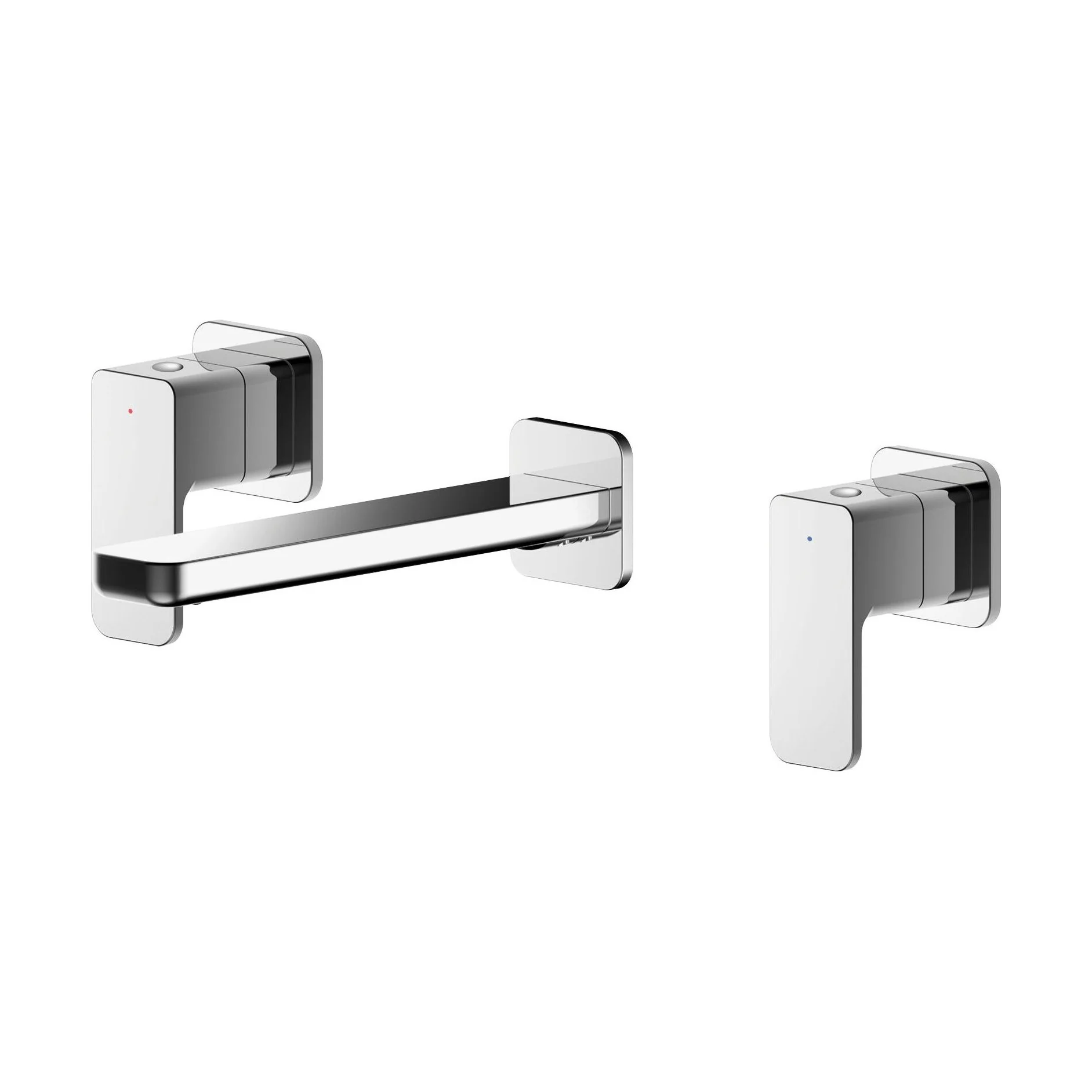 Square Wall Mount 3 Tap Hole Basin Mixer Tap - Chrome