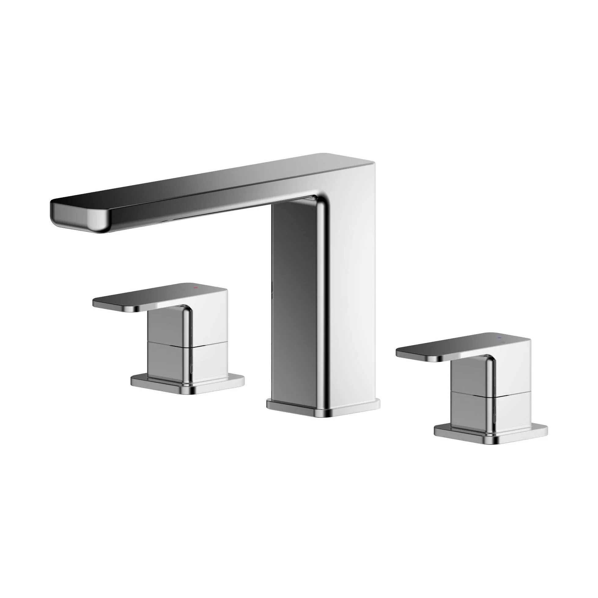 Square Deck Mounted 3 Tap Hole Bath Filler Tap - Chrome - Image 2