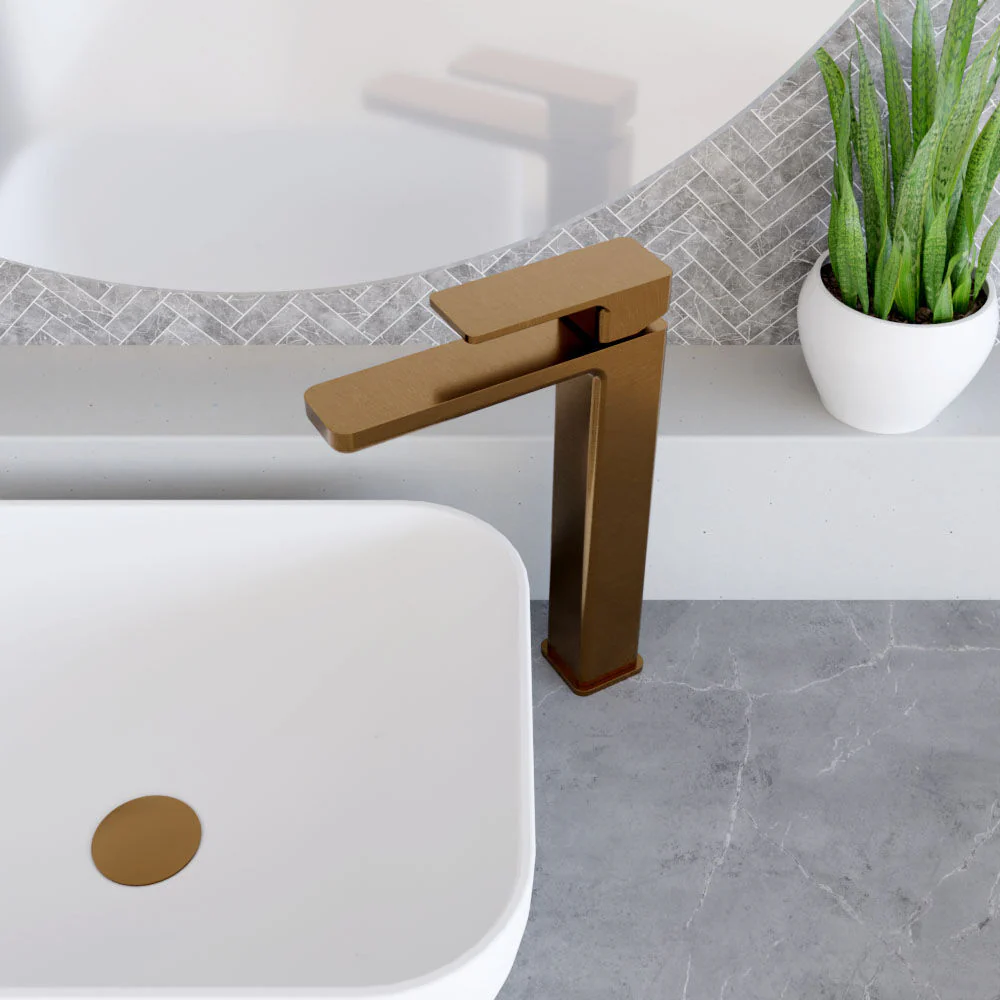 Square High-Rise Mono Basin Mixer Tap - Matt Black - Image 11
