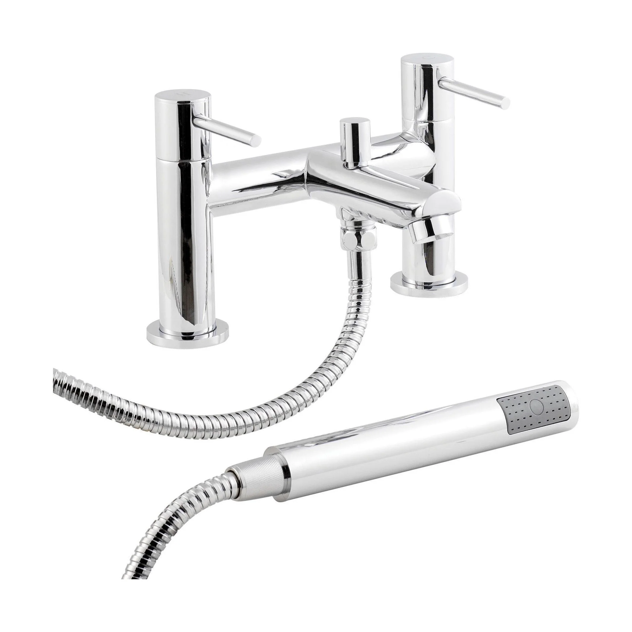 Balterley Evian Round Deck Mounted Bath Shower Mixer Tap with Shower Kit - Chrome - Image 2