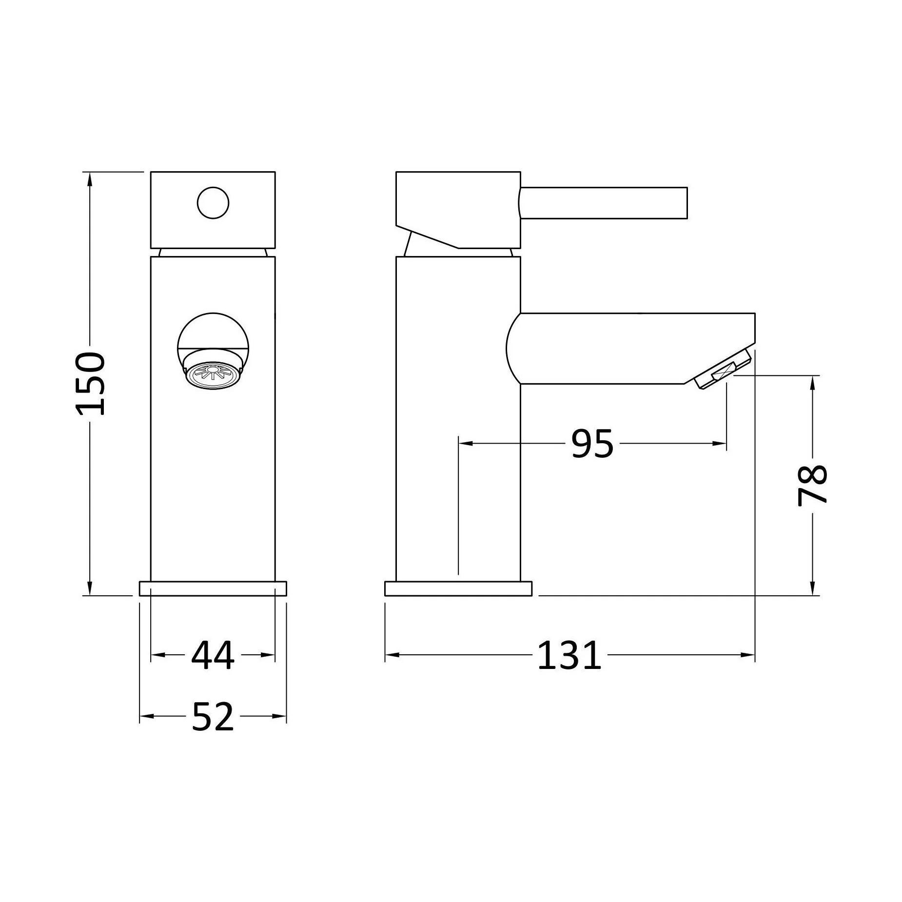 Balterley Evian Minimalist Round Mono Basin Mixer Tap & Push Button Waste - Chrome - Image 3
