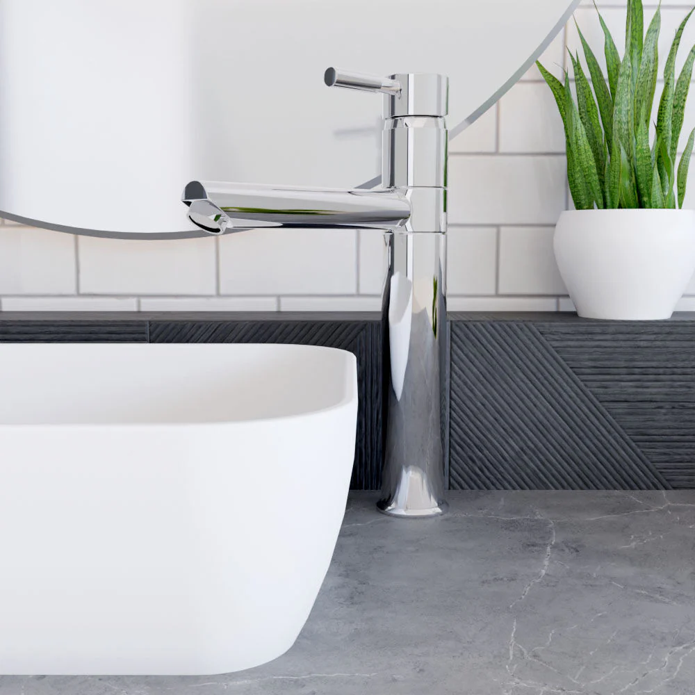 Balterley Evian Round Tall Lever Mono Basin Mixer Tap - Chrome - Image 2