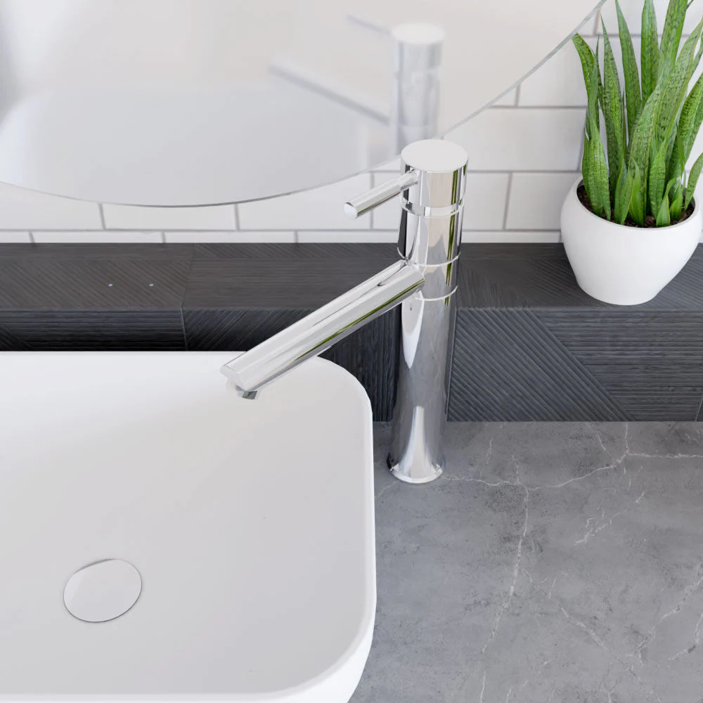 Balterley Evian Round Tall Lever Mono Basin Mixer Tap - Chrome - Image 3