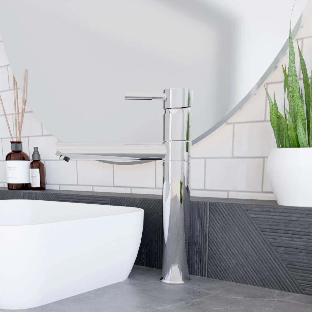 Balterley Evian Round Tall Lever Mono Basin Mixer Tap - Chrome - Image 4