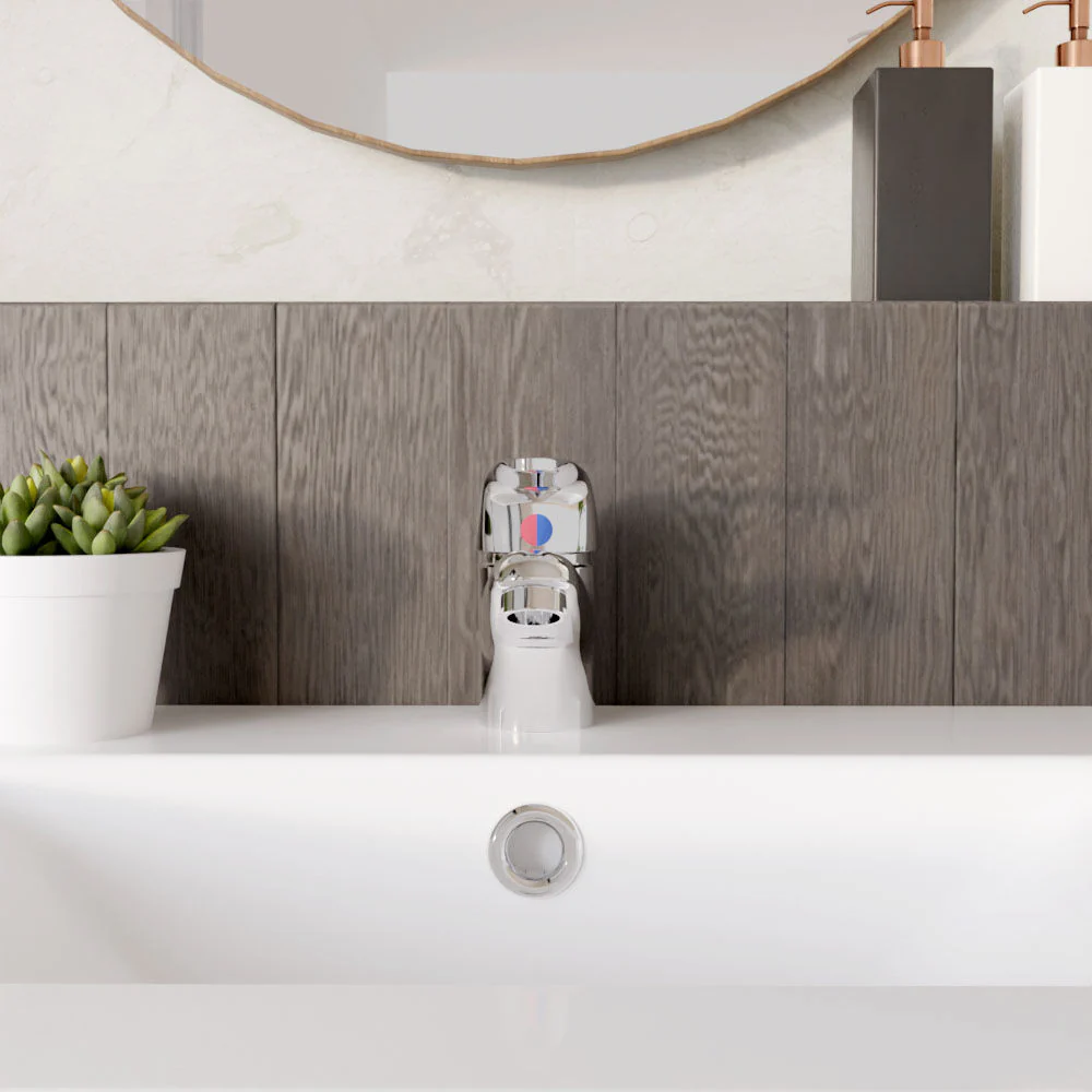 Balterley Willow Single Lever Mono Basin Mixer Tap with Push Button Waste - Chrome - Image 2
