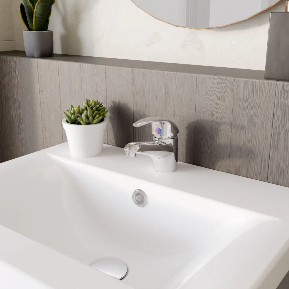 Balterley Willow Single Lever Mono Basin Mixer Tap with Push Button Waste - Chrome - Image 4