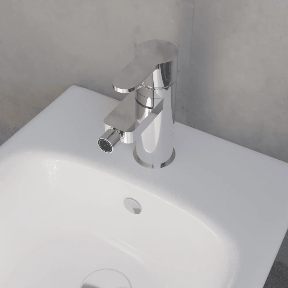 Balterley Pride Contemporary Round Mono Bidet Mixer Tap with Pop Up Waste - Chrome - Image 3