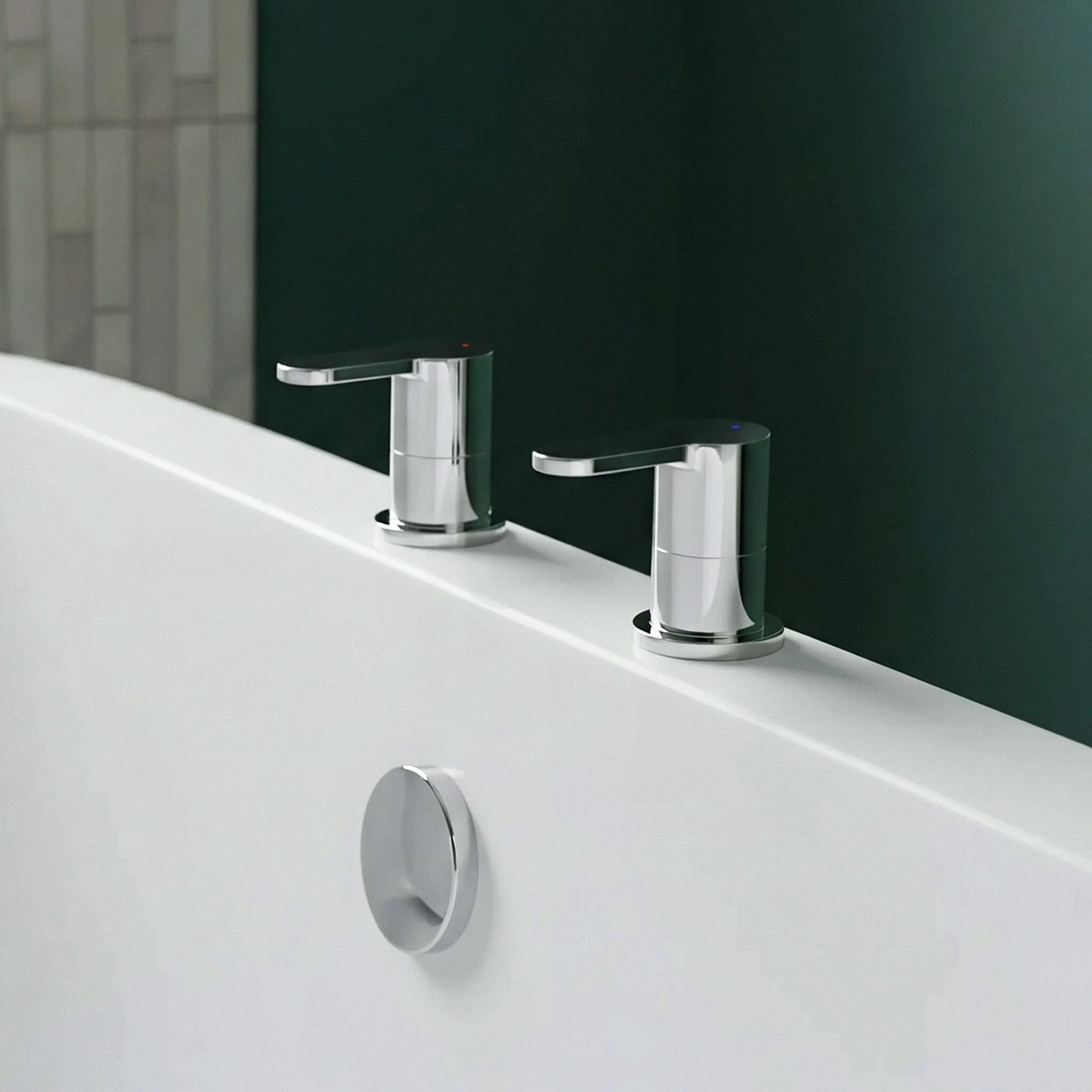 Balterley Pride Contemporary Round Deck Mounted 3/4" Side Valves - Chrome