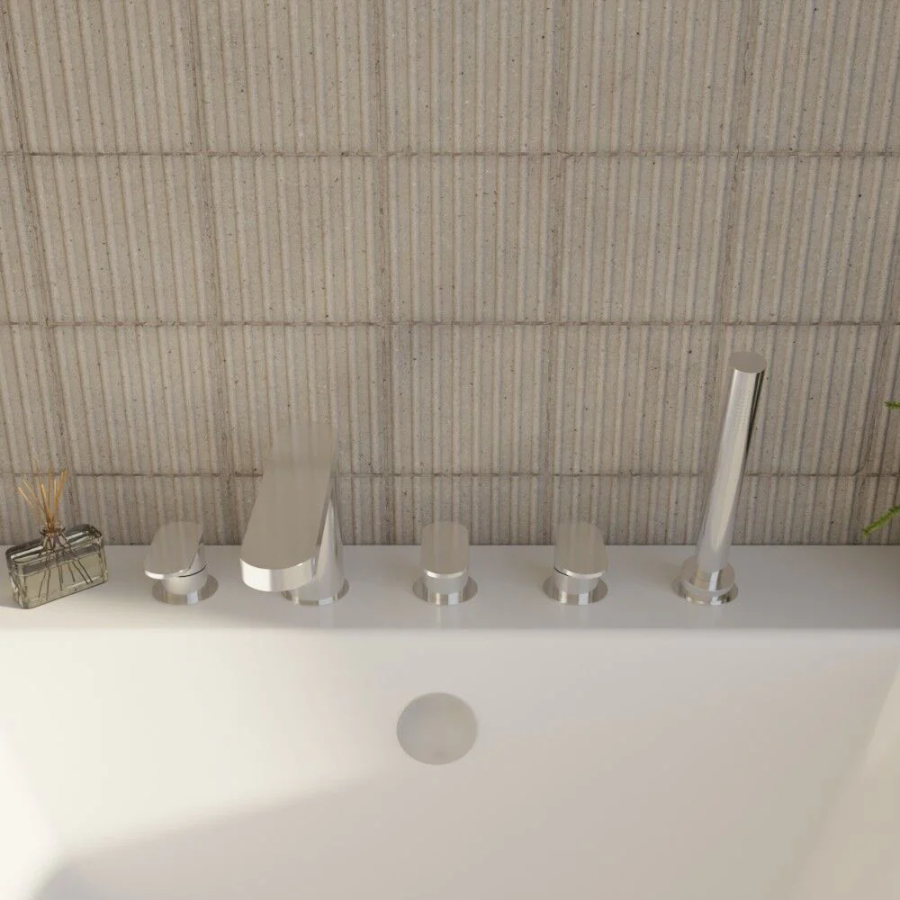 Balterley Pride Deck Mount Round 5 Tap Hole Bath Shower Mixer Tap with Shower Kit - Chrome - Image 3