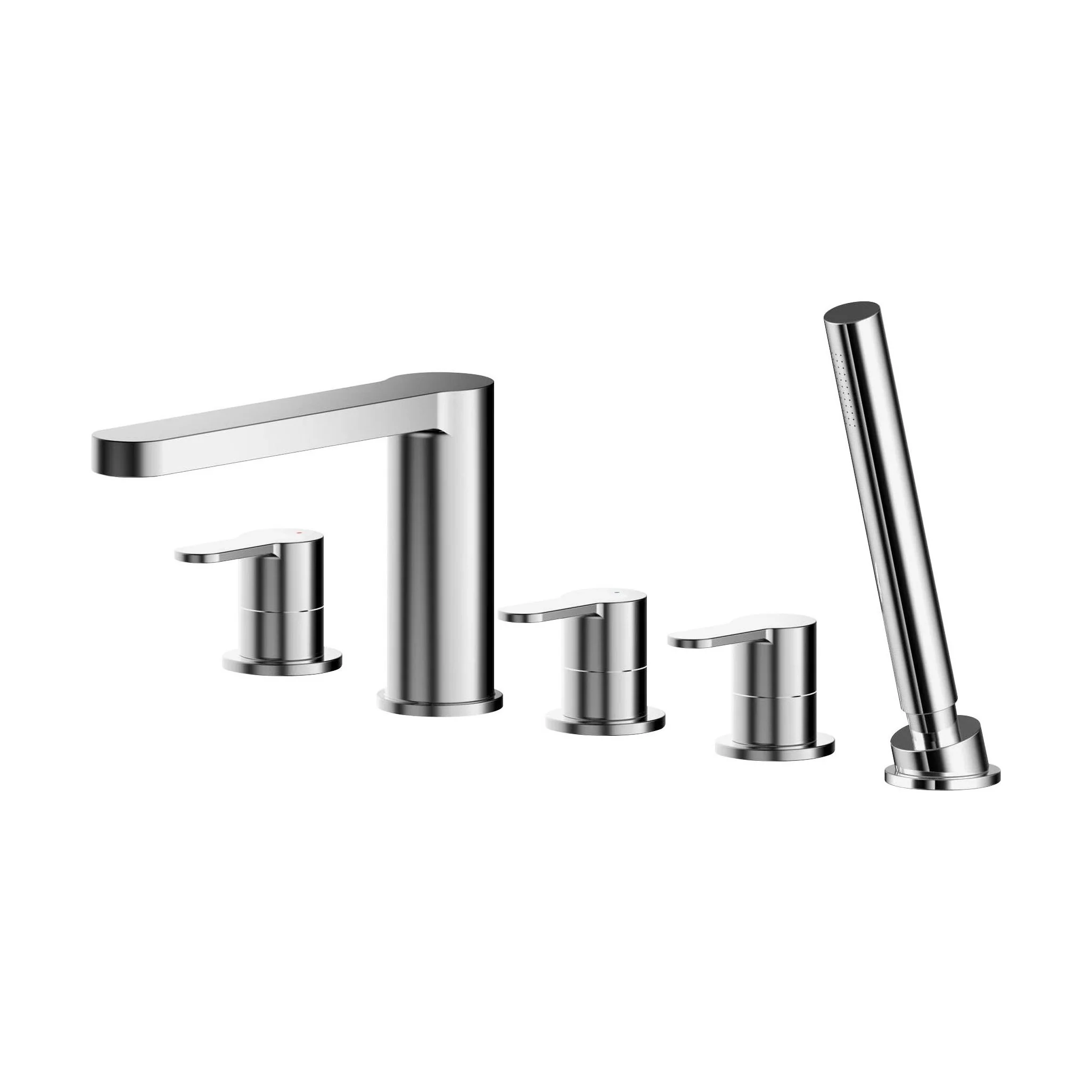 Balterley Pride Deck Mount Round 5 Tap Hole Bath Shower Mixer Tap with Shower Kit - Chrome - Image 5