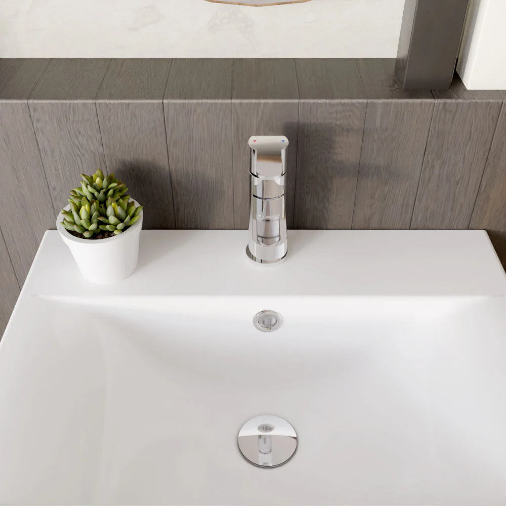 Balterley Pride Round Mini Mono Basin Mixer Bathroom Sink Tap with Push Button Waste - Chrome - Image 3