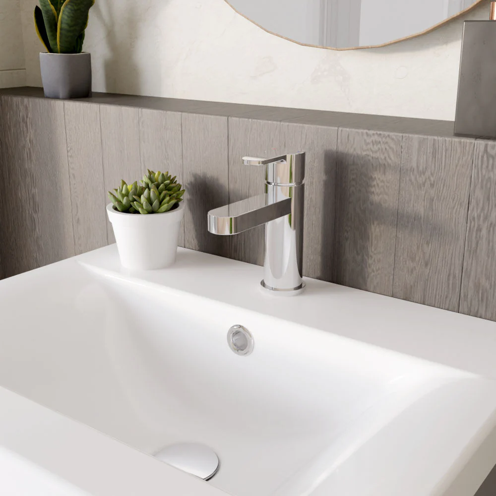 Balterley Pride Round Mini Mono Basin Mixer Bathroom Sink Tap with Push Button Waste - Chrome - Image 4
