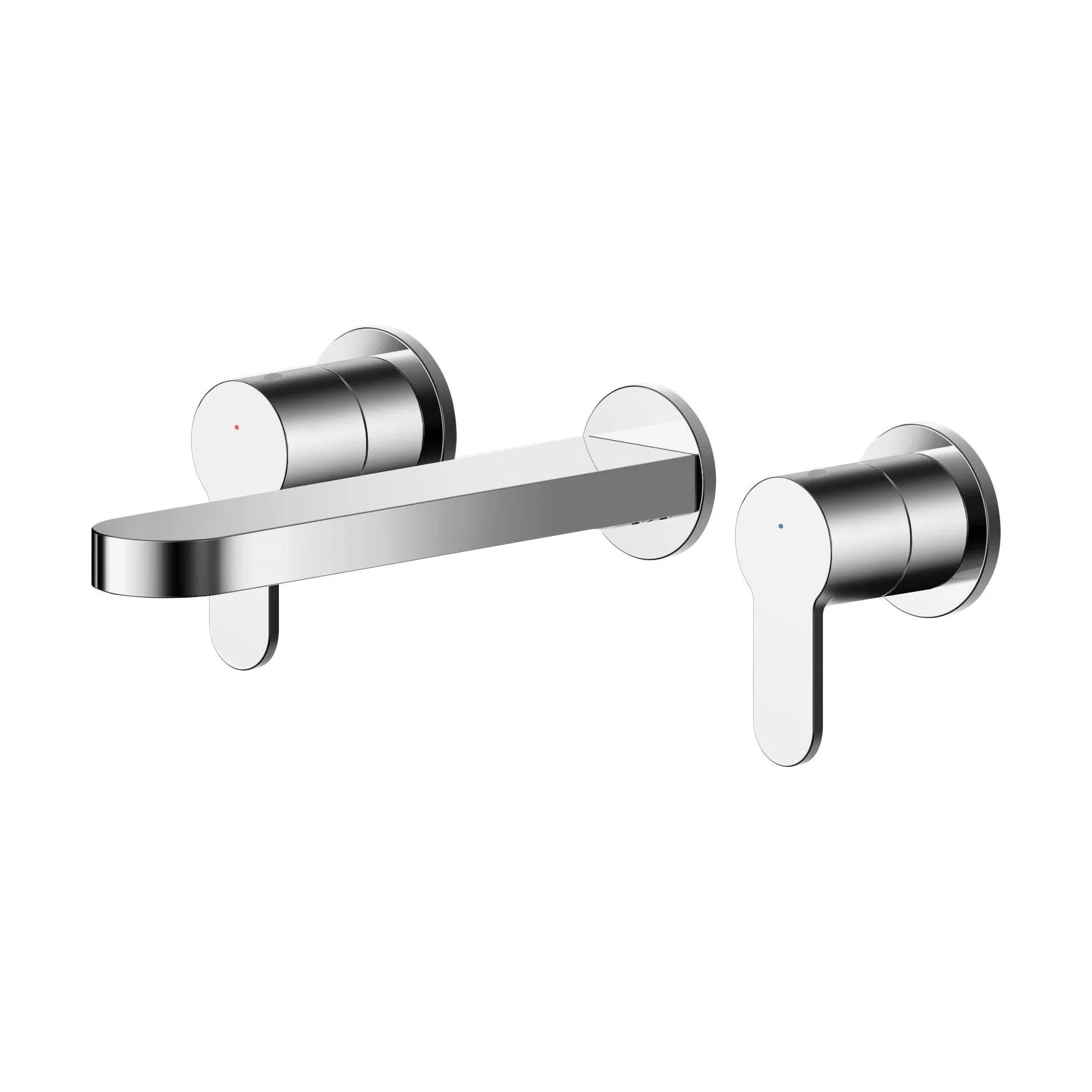 Balterley Pride Contemporary Round Wall Mount 3 Tap Hole Basin Mixer Tap - Chrome - Image 5