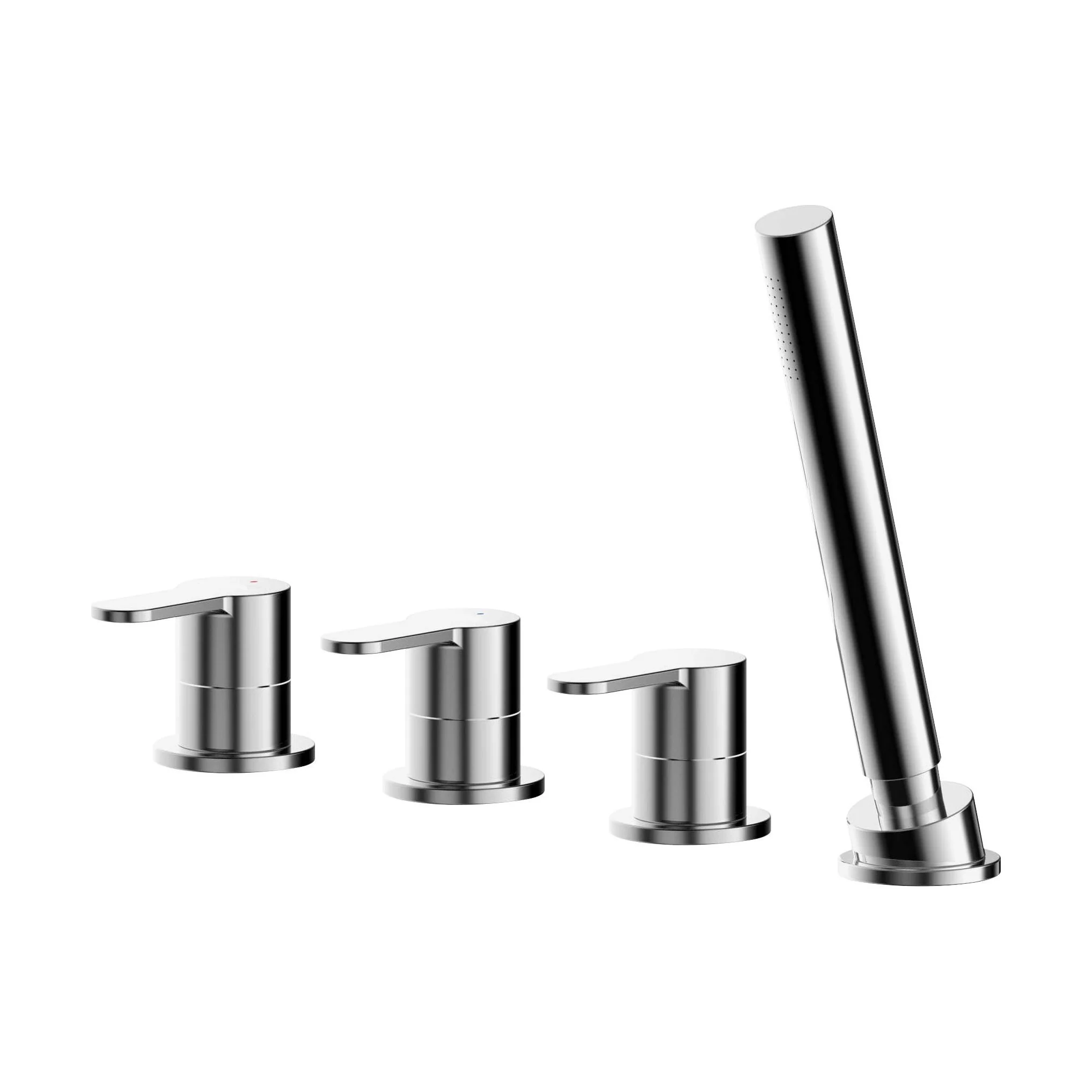 Balterley Pride Contemporary Deck Mount Round 4 Tap Hole Bath Shower Mixer Tap with Kit (No Spout) - Chrome