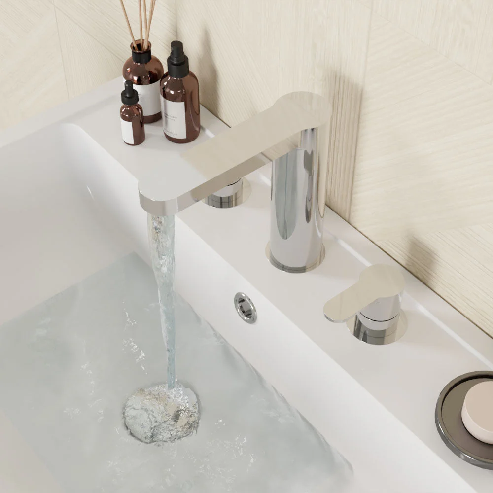 Balterley Pride Round Deck 3 Tap Hole Basin Mixer Tap & Pop Up Waste - Chrome - Image 3