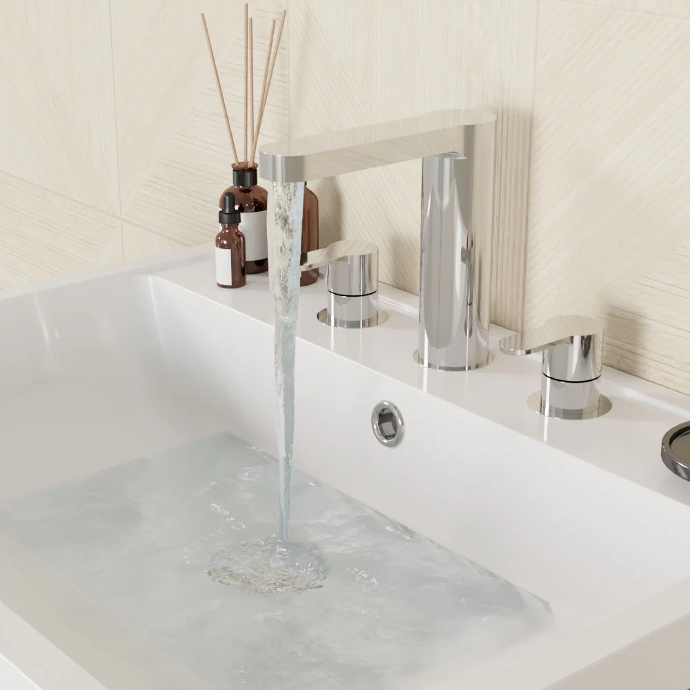 Balterley Pride Round Deck 3 Tap Hole Basin Mixer Tap & Pop Up Waste - Chrome - Image 4