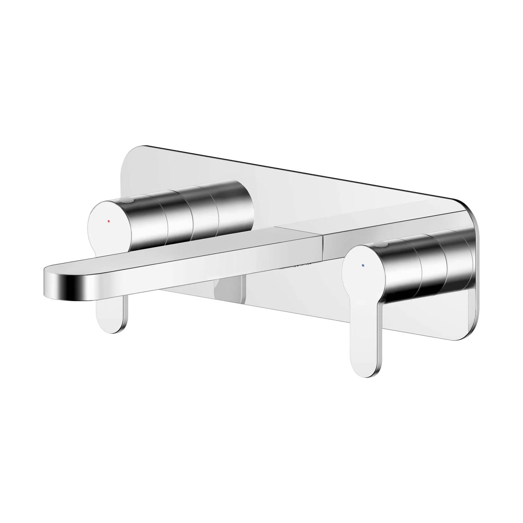 Balterley Pride Contemporary Round Wall Mount 3 Tap Hole Basin Mixer Tap & Back Plate - Chrome - Image 5