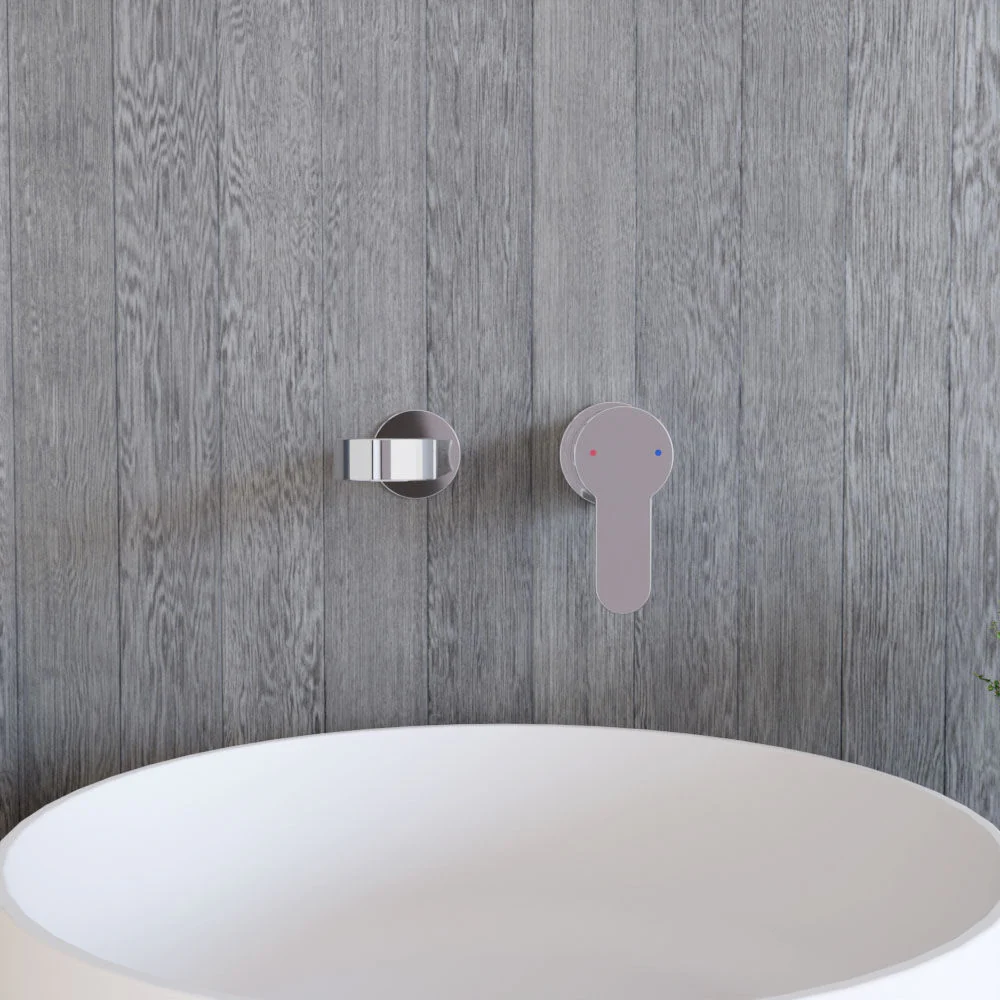 Balterley Pride Round Wall Mount 2 Tap Hole Bathroom Basin Mixer Tap - Chrome - Image 2