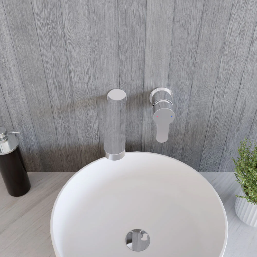 Balterley Pride Round Wall Mount 2 Tap Hole Bathroom Basin Mixer Tap - Chrome - Image 3