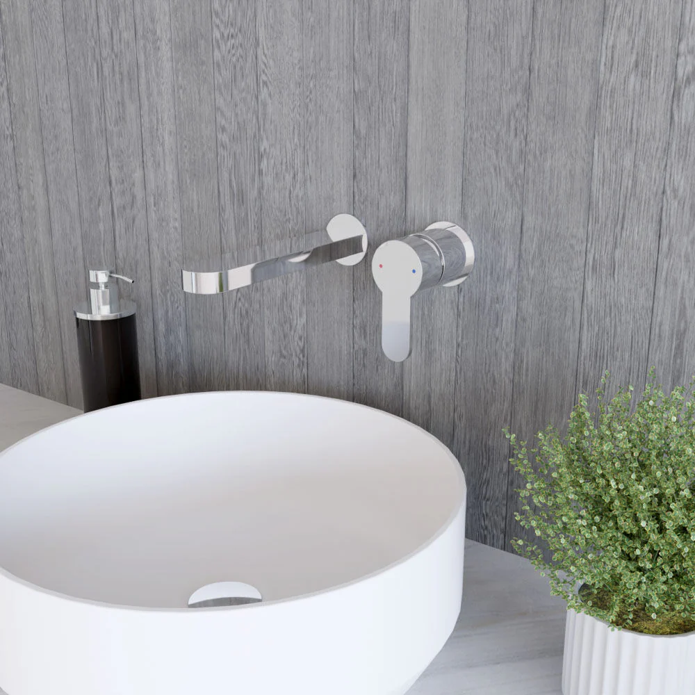 Balterley Pride Round Wall Mount 2 Tap Hole Bathroom Basin Mixer Tap - Chrome - Image 4
