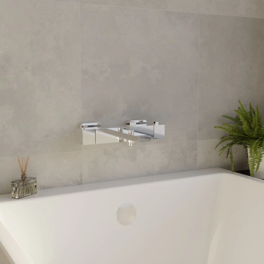 Square Wall Mount Thermostatic Bath Shower Mixer Bar Valve Tap - Chrome - Image 4