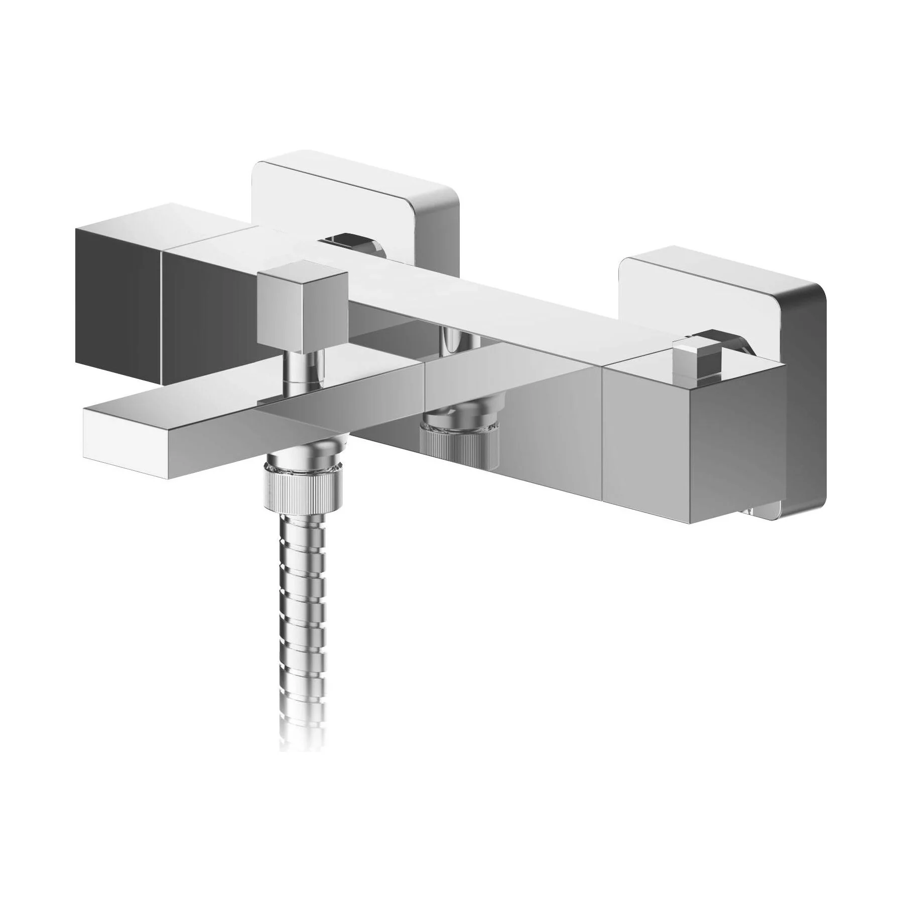 Square Wall Mount Thermostatic Bath Shower Mixer Bar Valve Tap - Chrome - Image 5