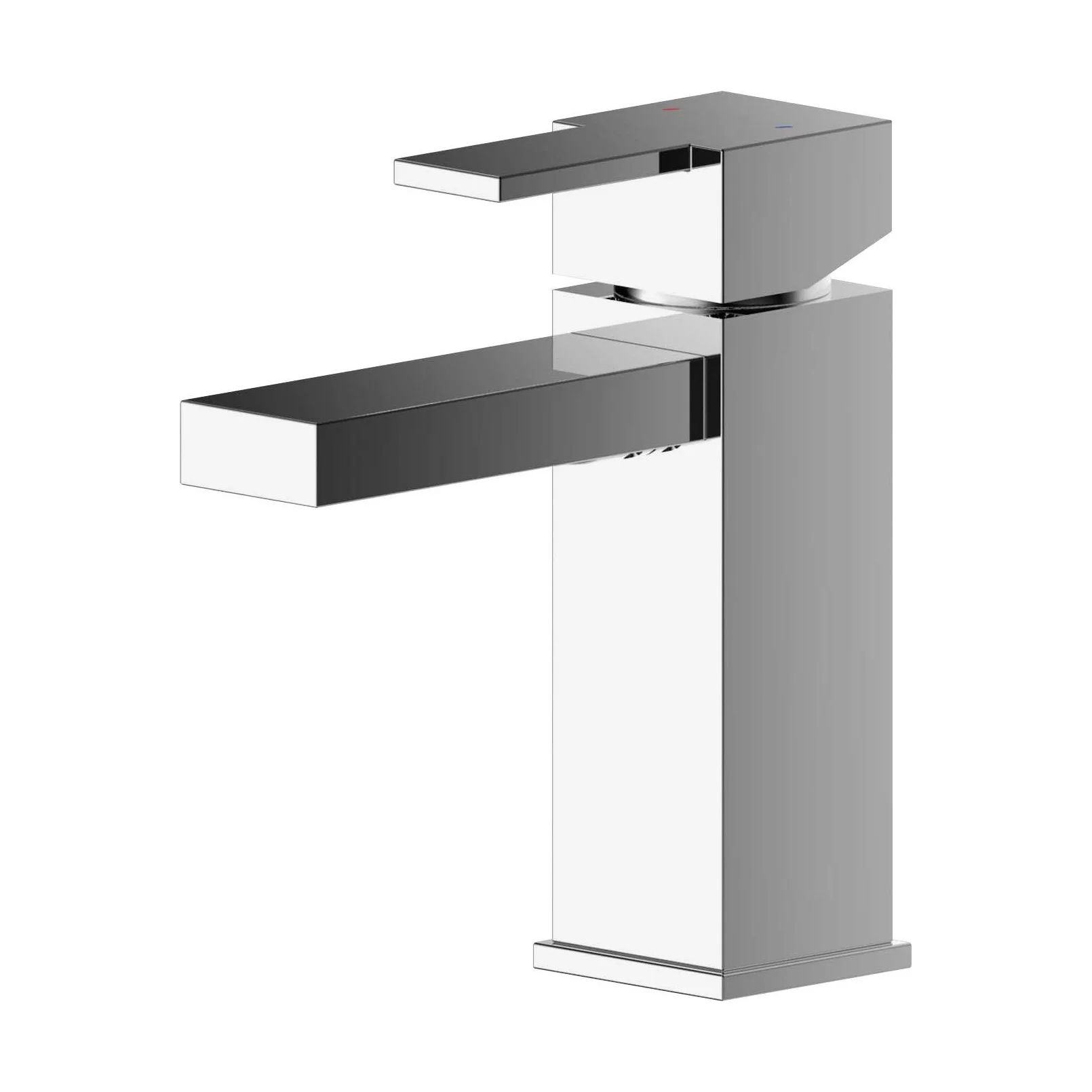 Square Mono Basin Mixer Tap & Push Button Waste - Chrome - Image 5