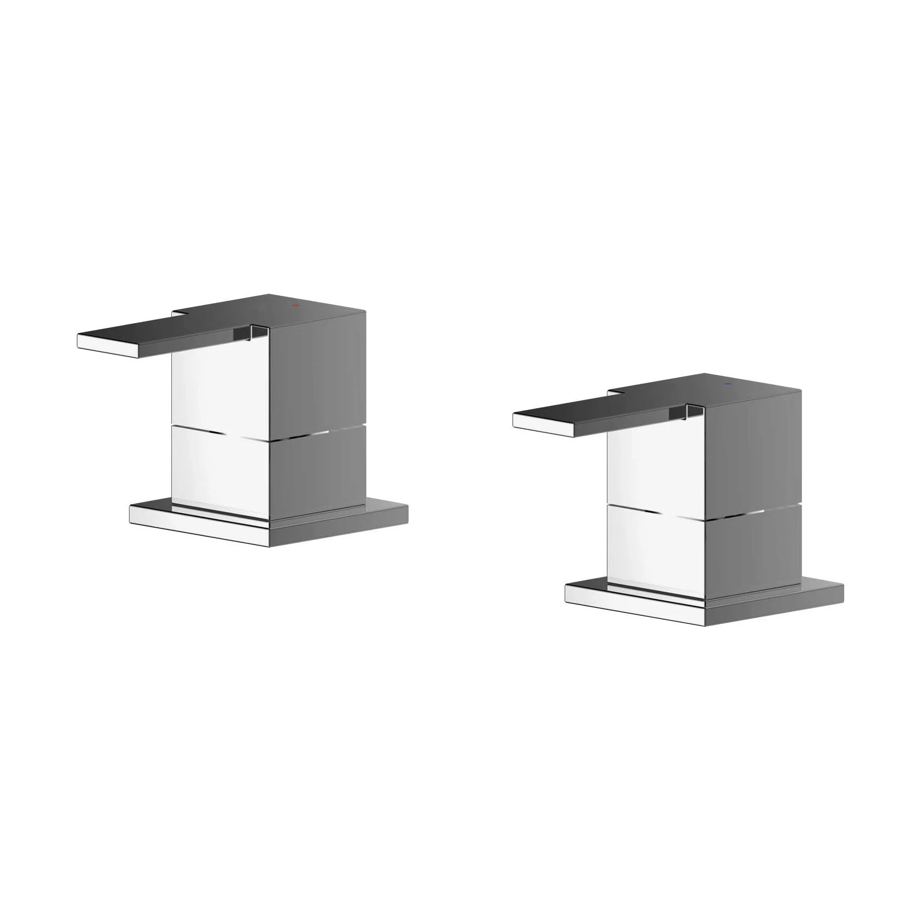 Contemporary Square Deck Mounted 3/4" Chrome Side Valves - Chrome