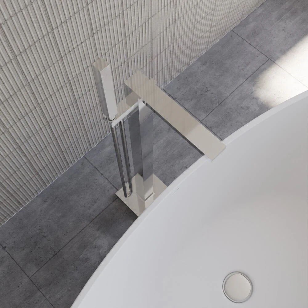 Freestanding Square Bath Shower Mixer Tap - Chrome - Image 3