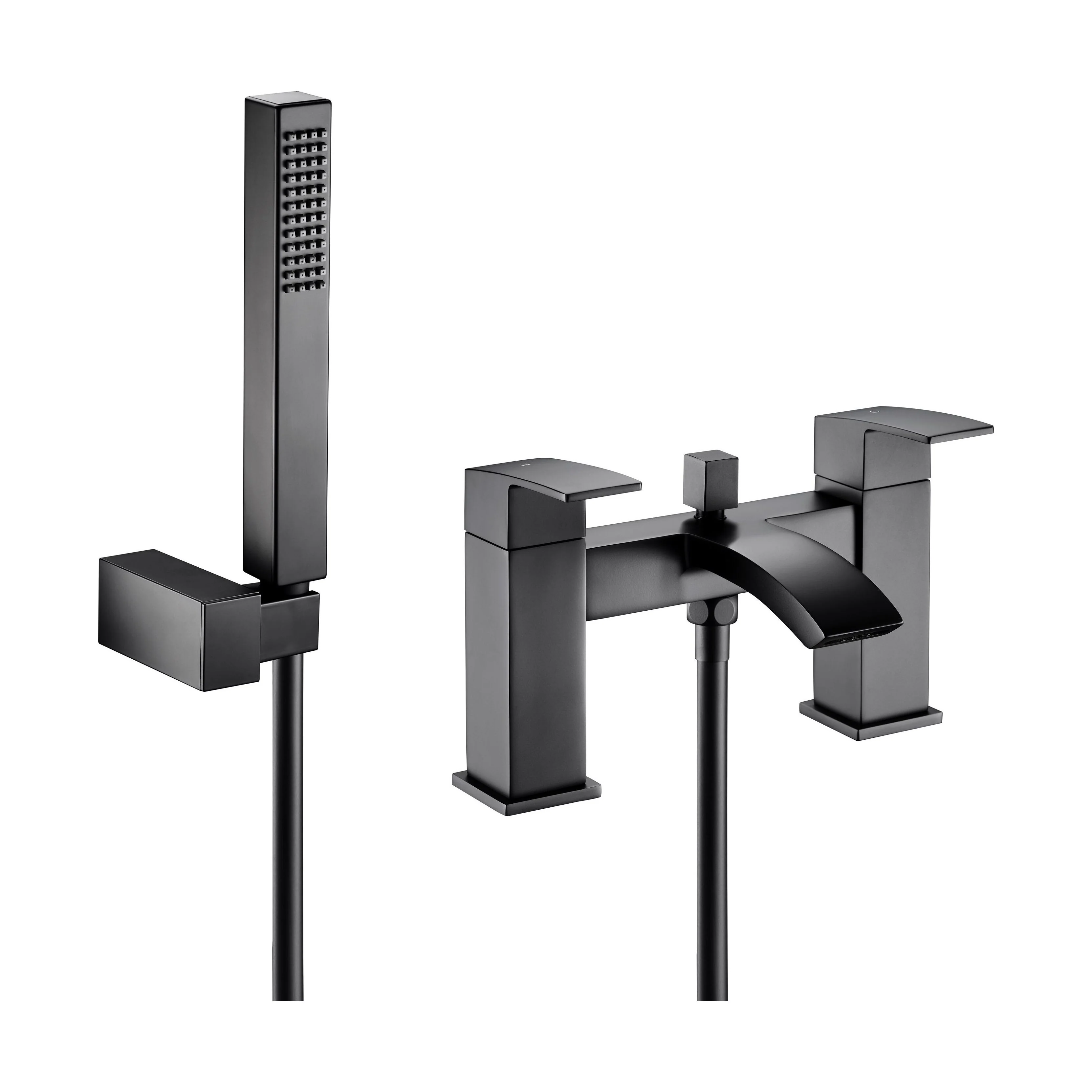 Balterley Contemporary Dual Lever Deck Mounted Bath Shower Mixer Tap with Ceramic Disc Technology, 229 x 127 x 138mm, Matt Black