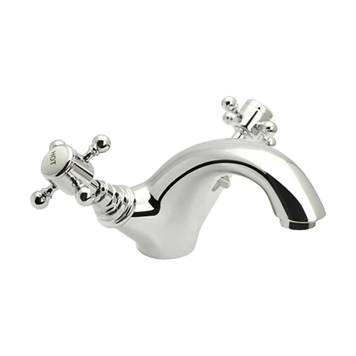 Traditional Bathroom Mono Basin Mixer Tap - Crosshead Handles - Chrome