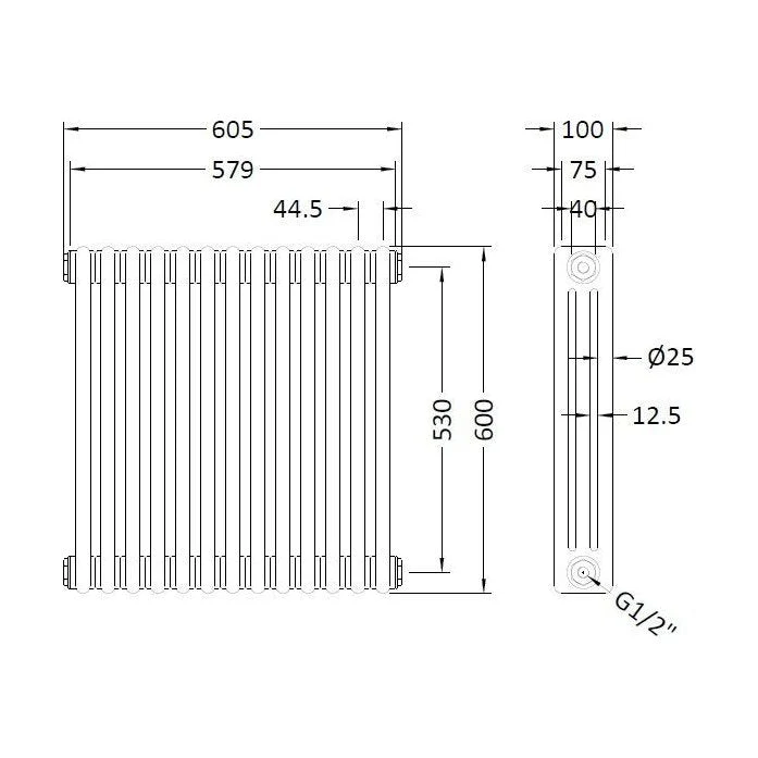 Caverswall Triple Column Traditional Radiator, Choice of Size - Image 4