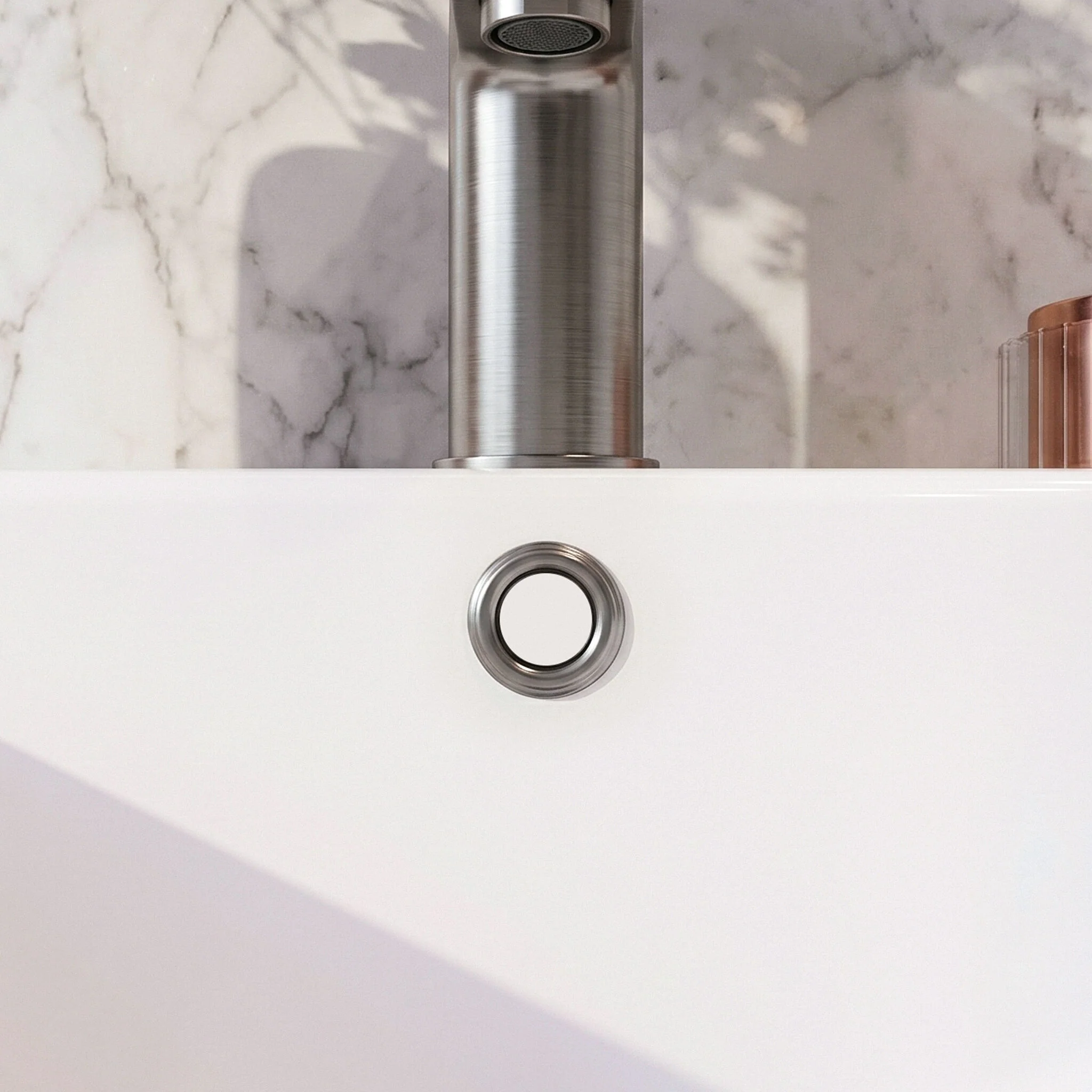Contemporary Ceramic Accessories Modern Round Basin Overflow Cover - Image 4