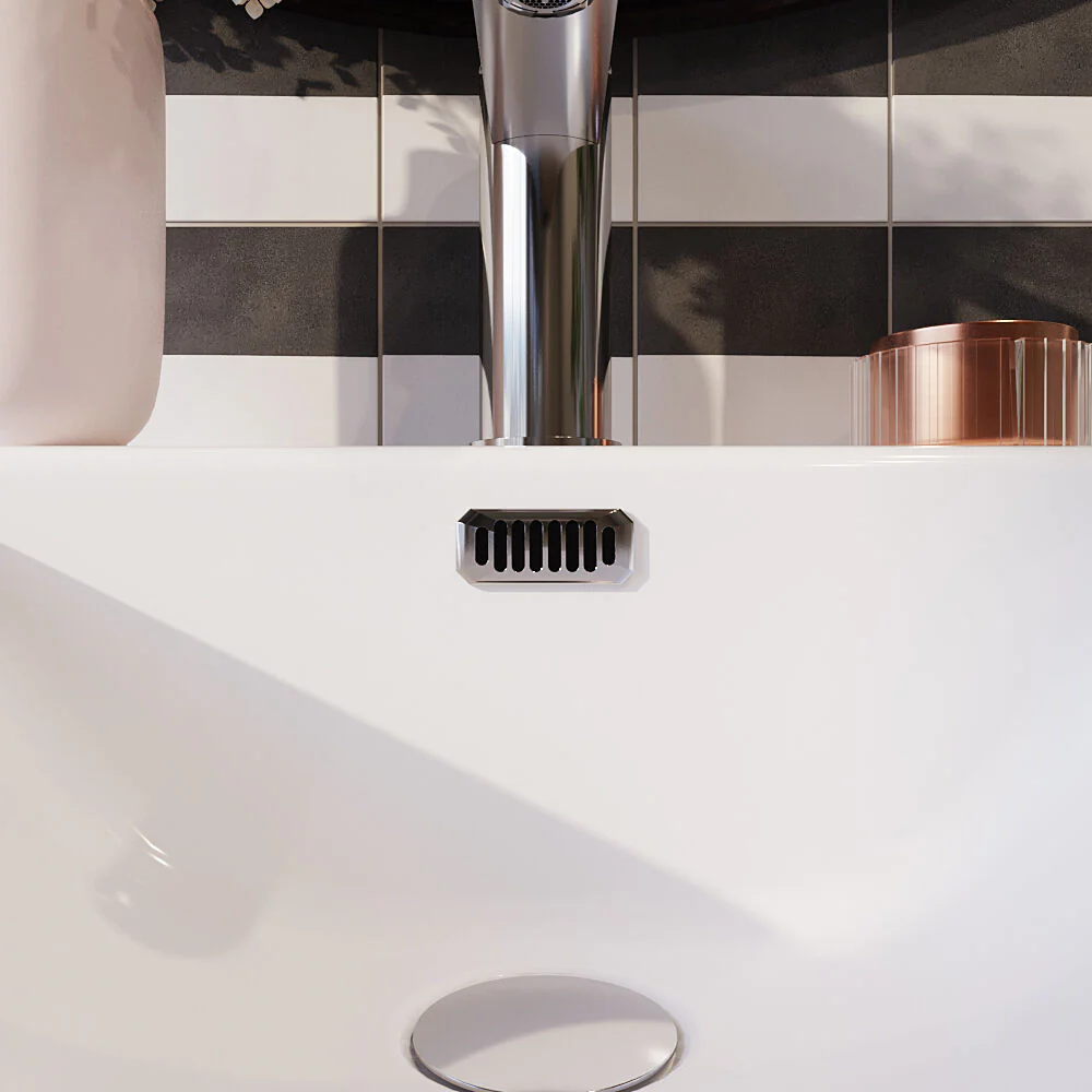 Contemporary Ceramic Accessories Modern Round Basin Overflow Cover - Image 5