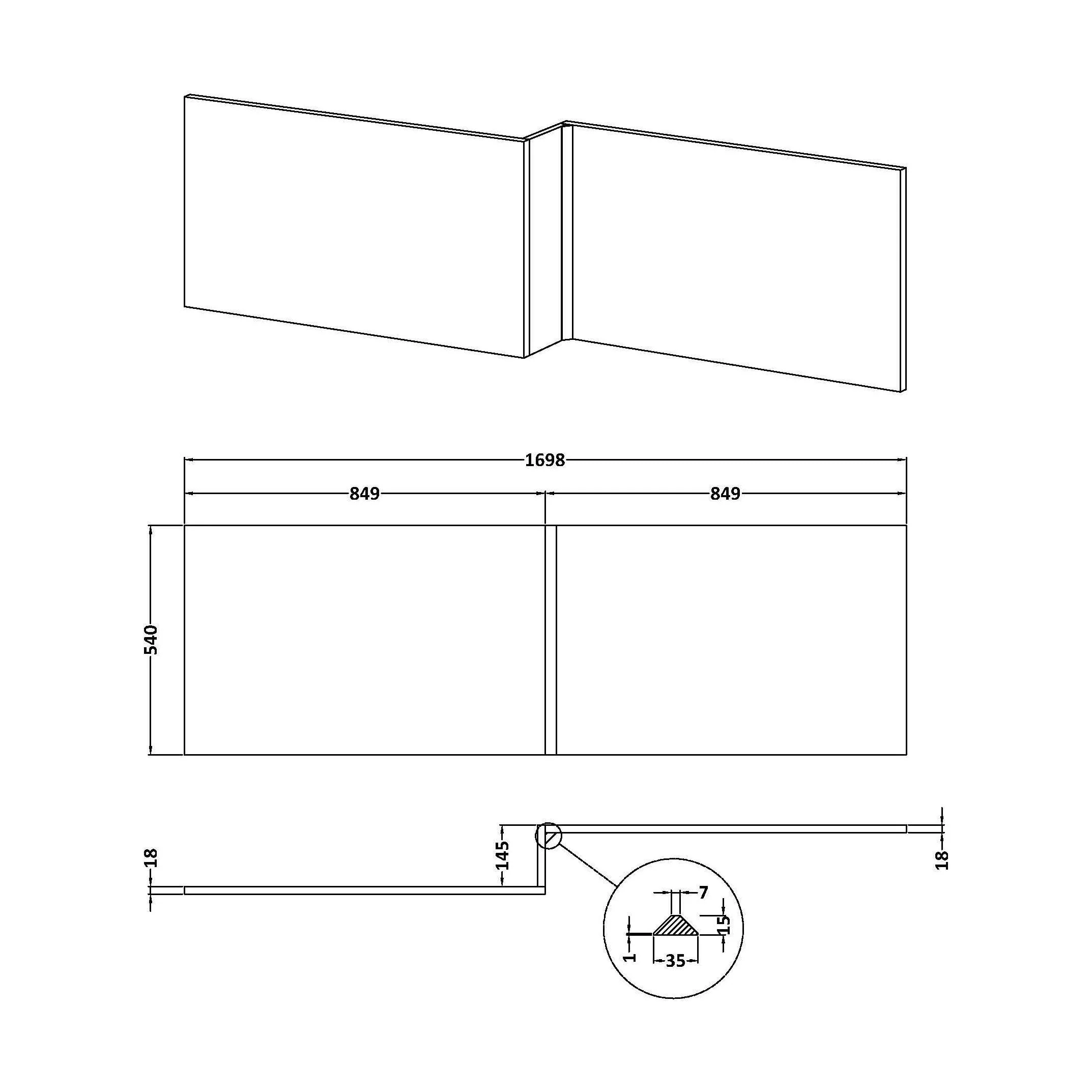 Chartley 1700mm Square Bath Front Panel - Choice of Colour - Image 8
