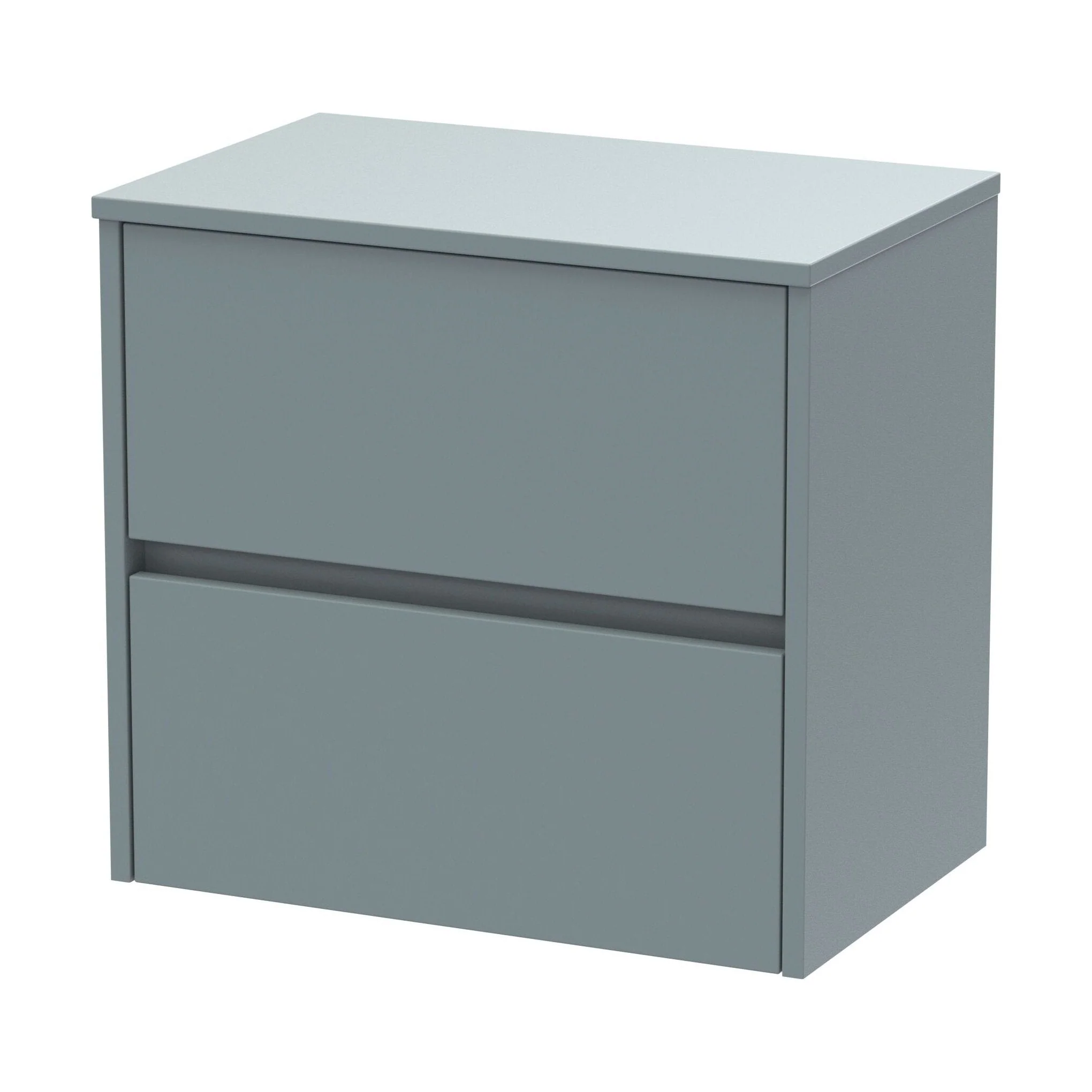 Chartley Contemporary 2 Drawer Wall Hung Vanity Unit with Worktop, Coastal Grey, 600mm