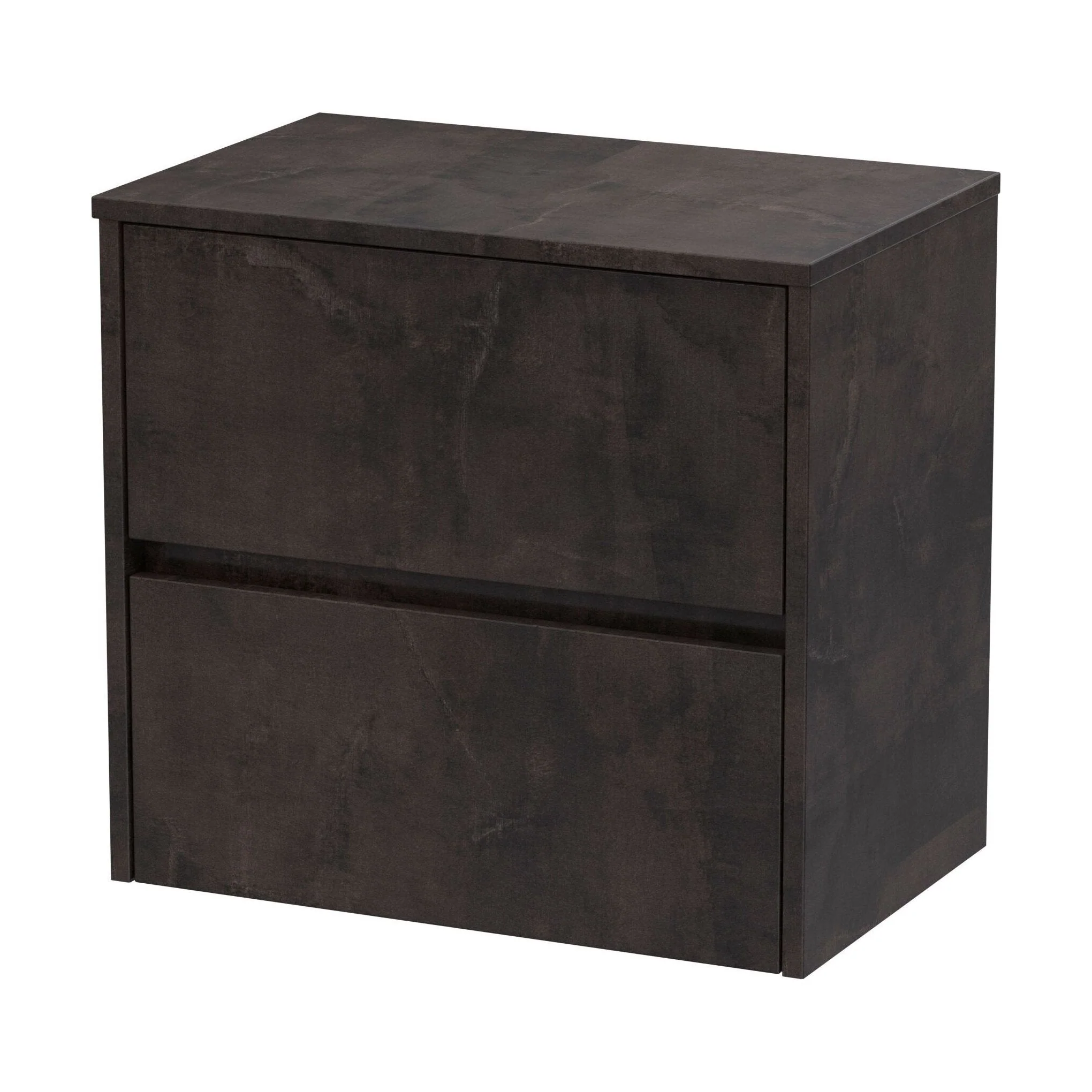 Chartley Contemporary 2 Drawer Wall Hung Vanity Unit with Worktop, Metallic Slate, 600mm