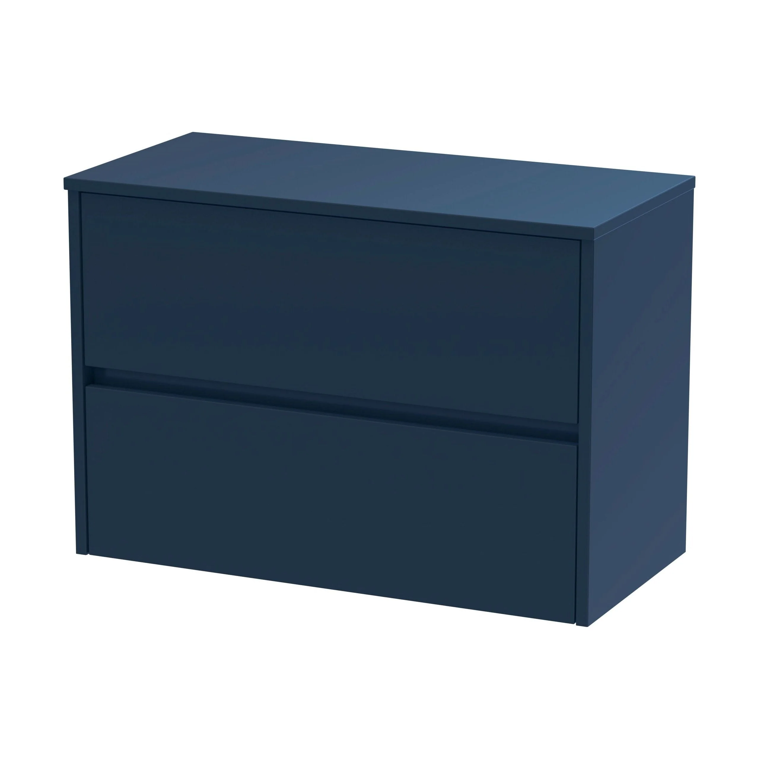 Chartley Contemporary 2 Drawer Wall Hung Vanity Unit with Worktop, Midnight Blue, 800mm