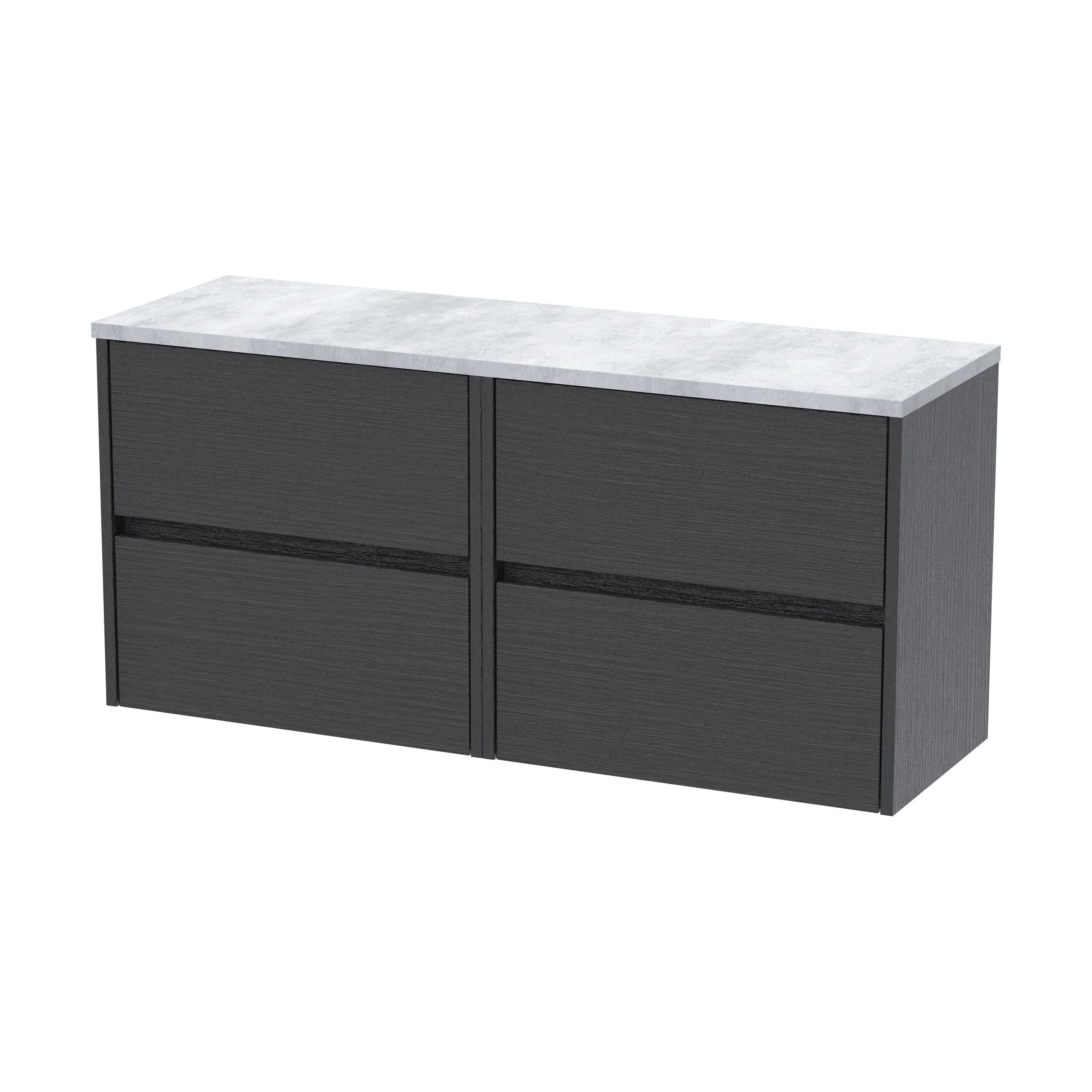 Chartley Contemporary 4 Drawer Wall Hung Vanity Unit with Laminate Worktop, 1200mm