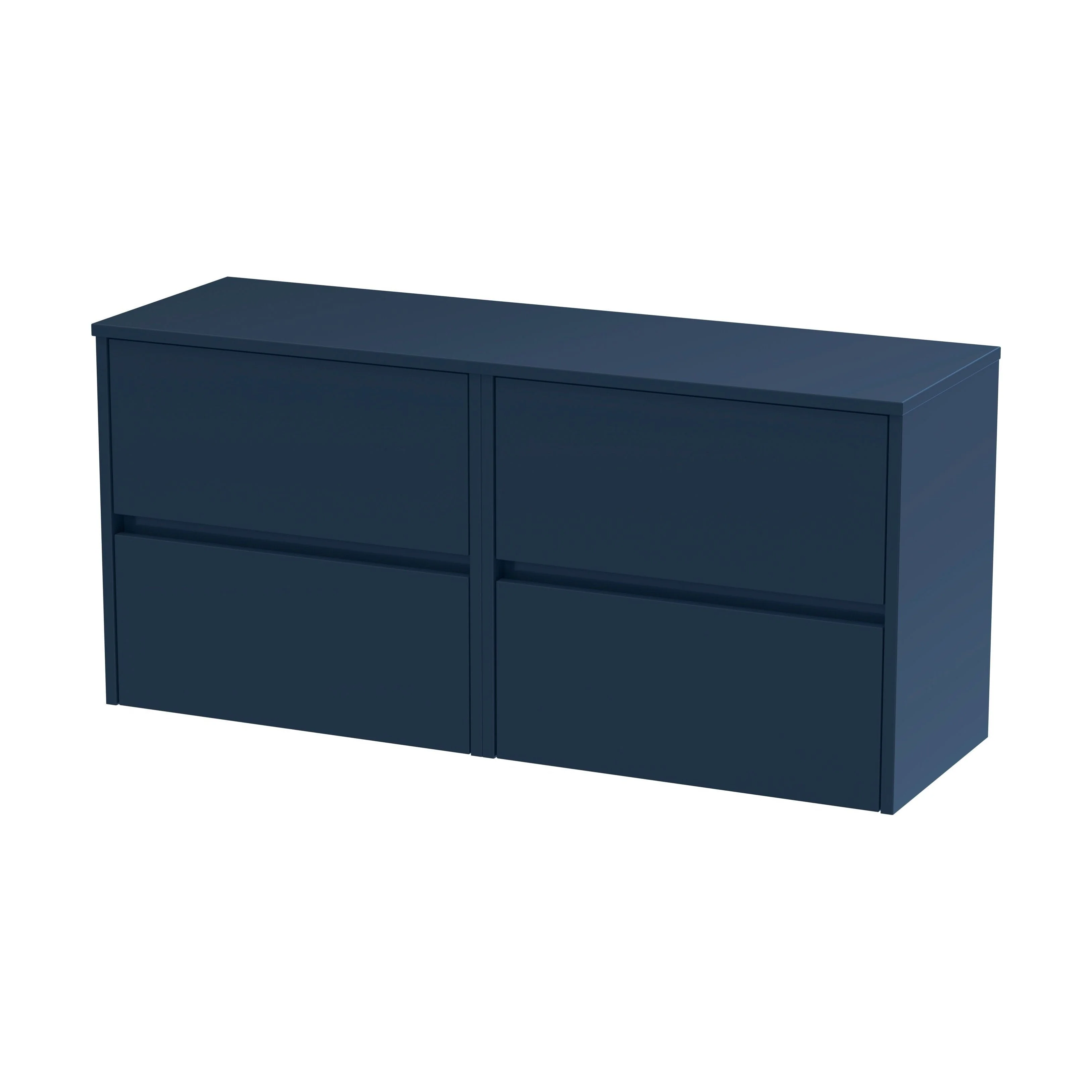 Chartley Contemporary 4 Drawer Wall Hung Vanity Unit with Worktop, Midnight Blue, 1200mm