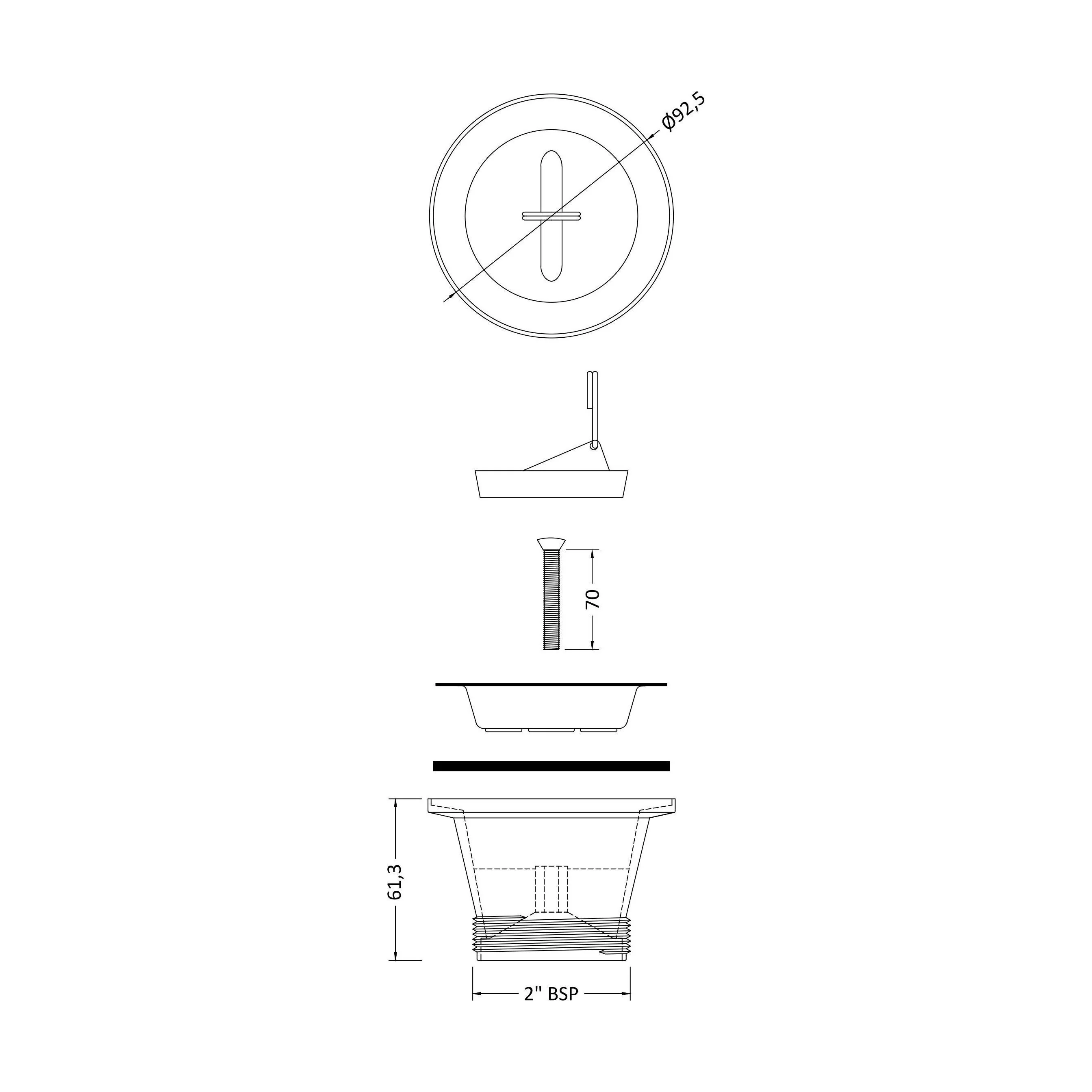 Traditional Cleaner Sink Waste with Plug with a Chrome Finish - Image 3