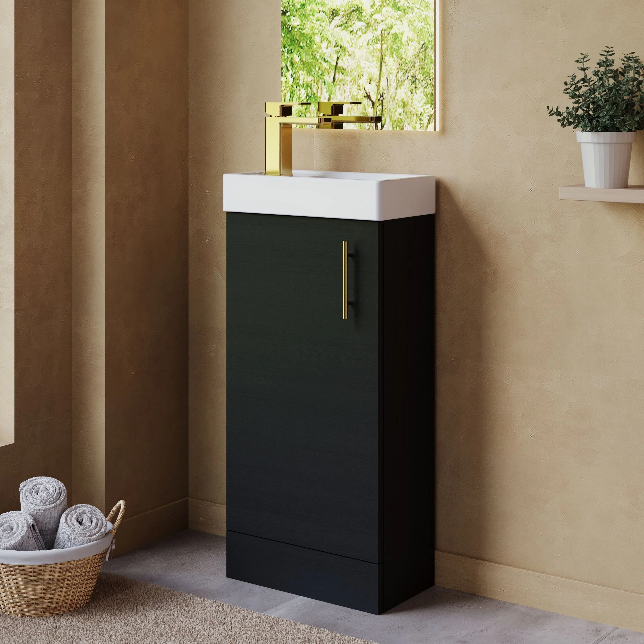Freehay Compact Cloakroom Vanity Basin Unit, 400mm - Choice of Mount Type, Colour and Handle Finish - Image 101