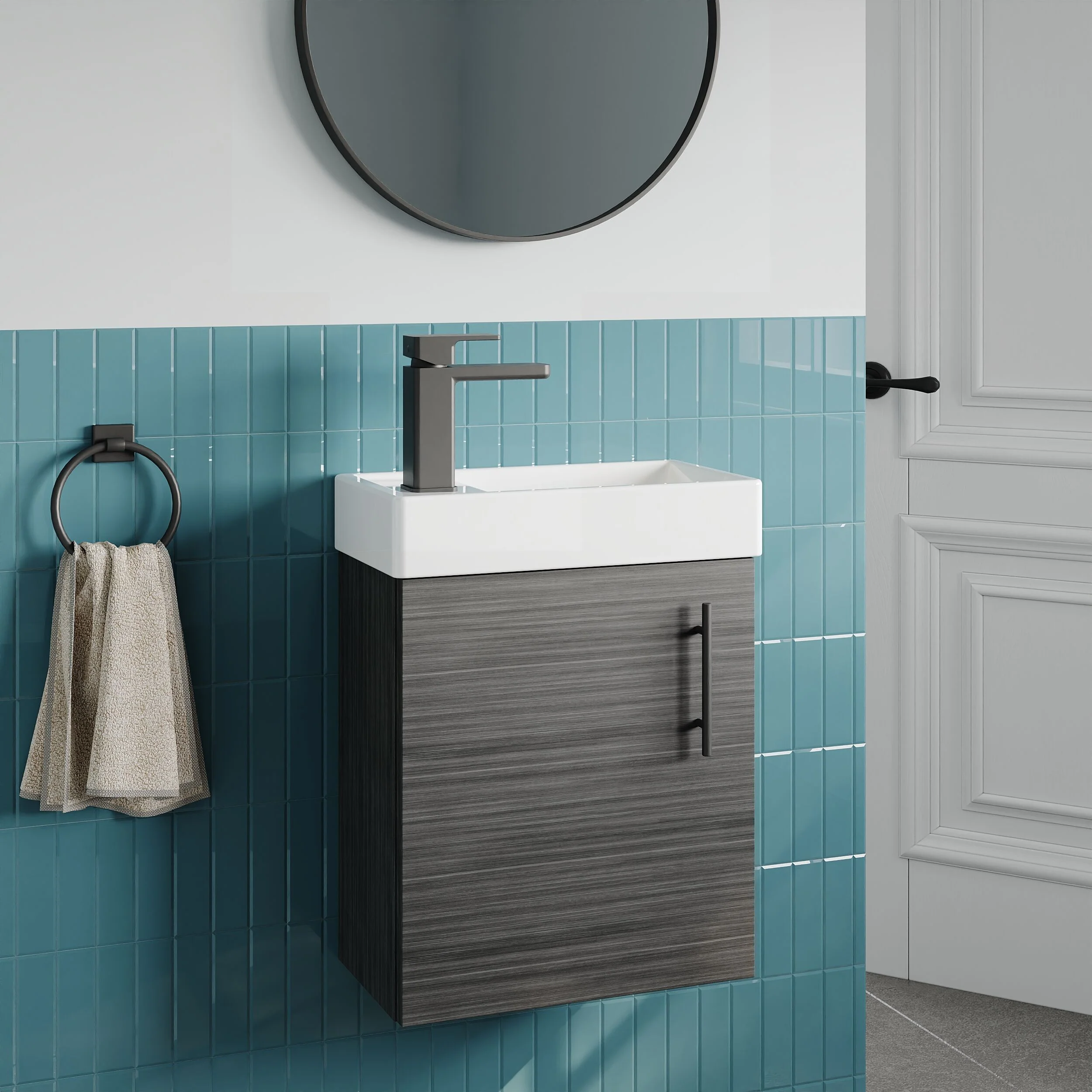 Freehay Compact Cloakroom Vanity Basin Unit, 400mm - Choice of Mount Type, Colour and Handle Finish - Image 102