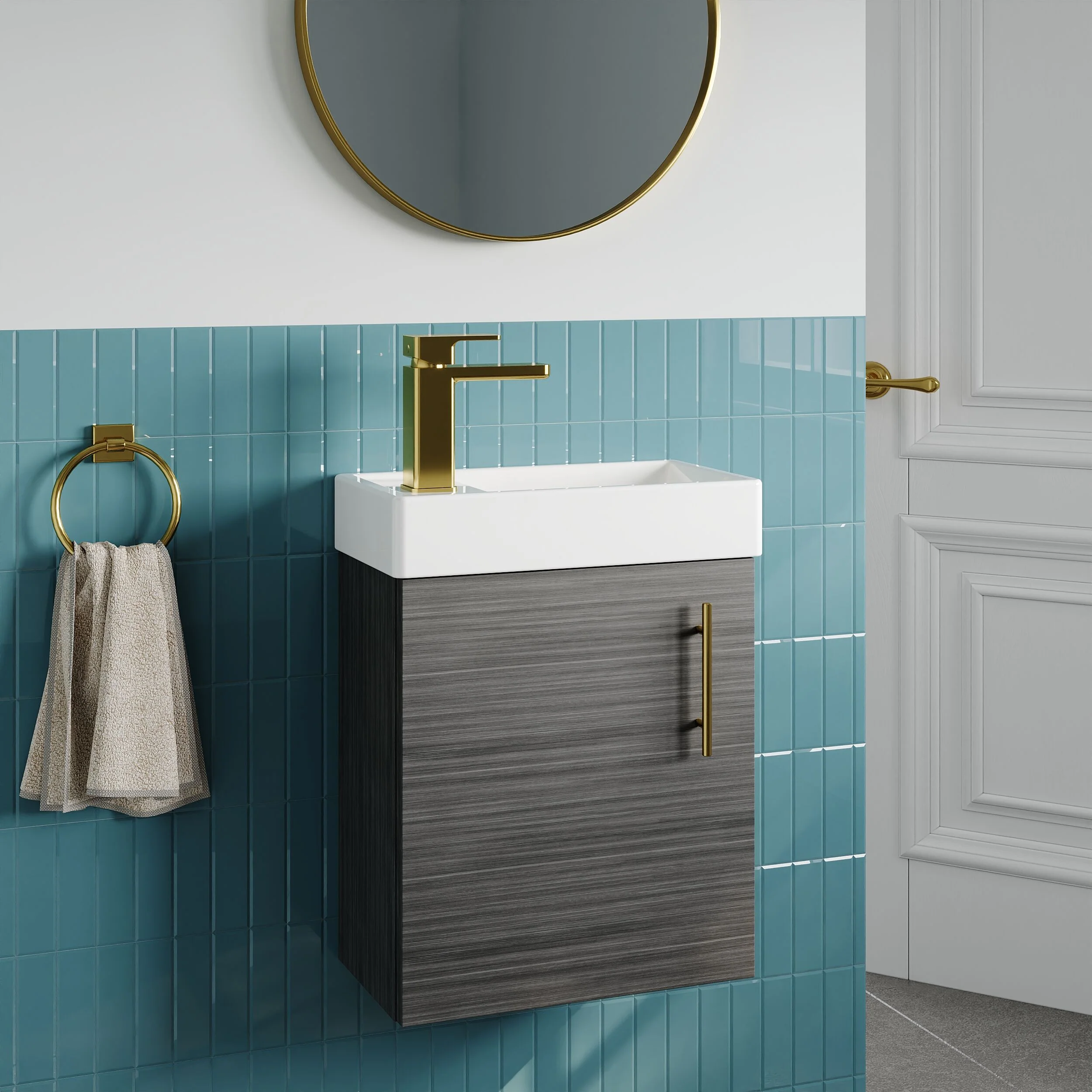 Freehay Compact Cloakroom Vanity Basin Unit, 400mm - Choice of Mount Type, Colour and Handle Finish - Image 103