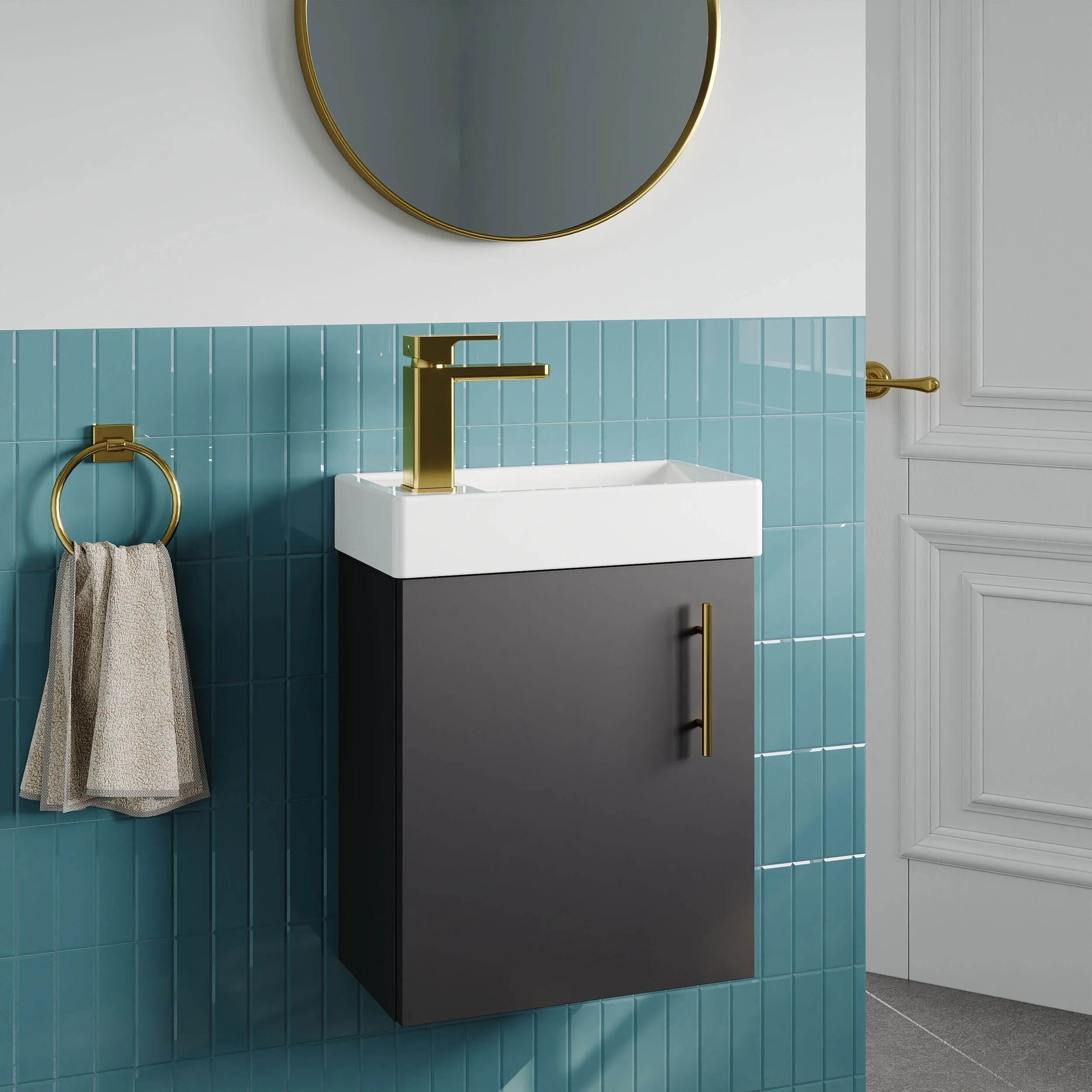 Freehay Compact Cloakroom Vanity Basin Unit, 400mm - Choice of Mount Type, Colour and Handle Finish - Image 107