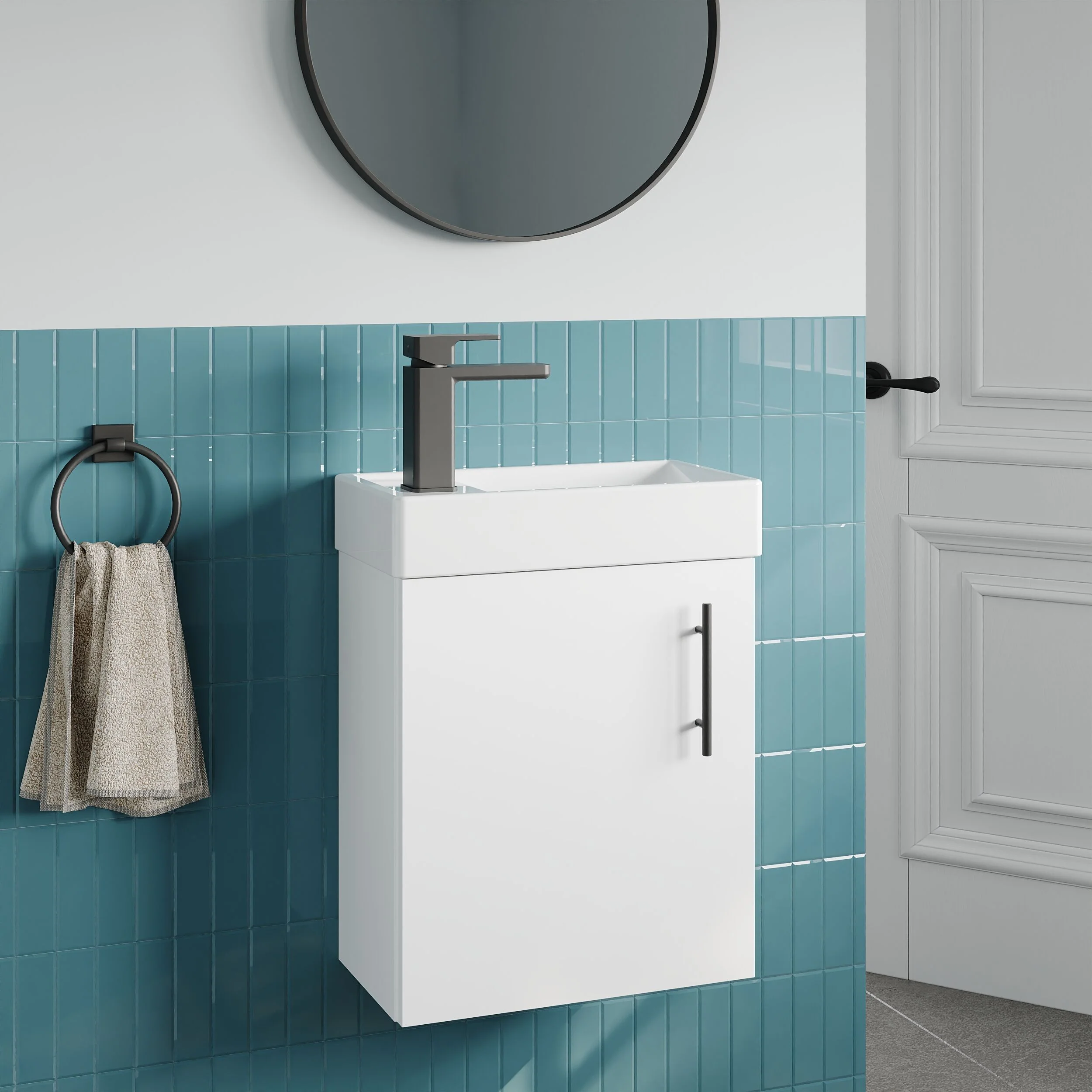 Freehay Compact Cloakroom Vanity Basin Unit, 400mm - Choice of Mount Type, Colour and Handle Finish - Image 110